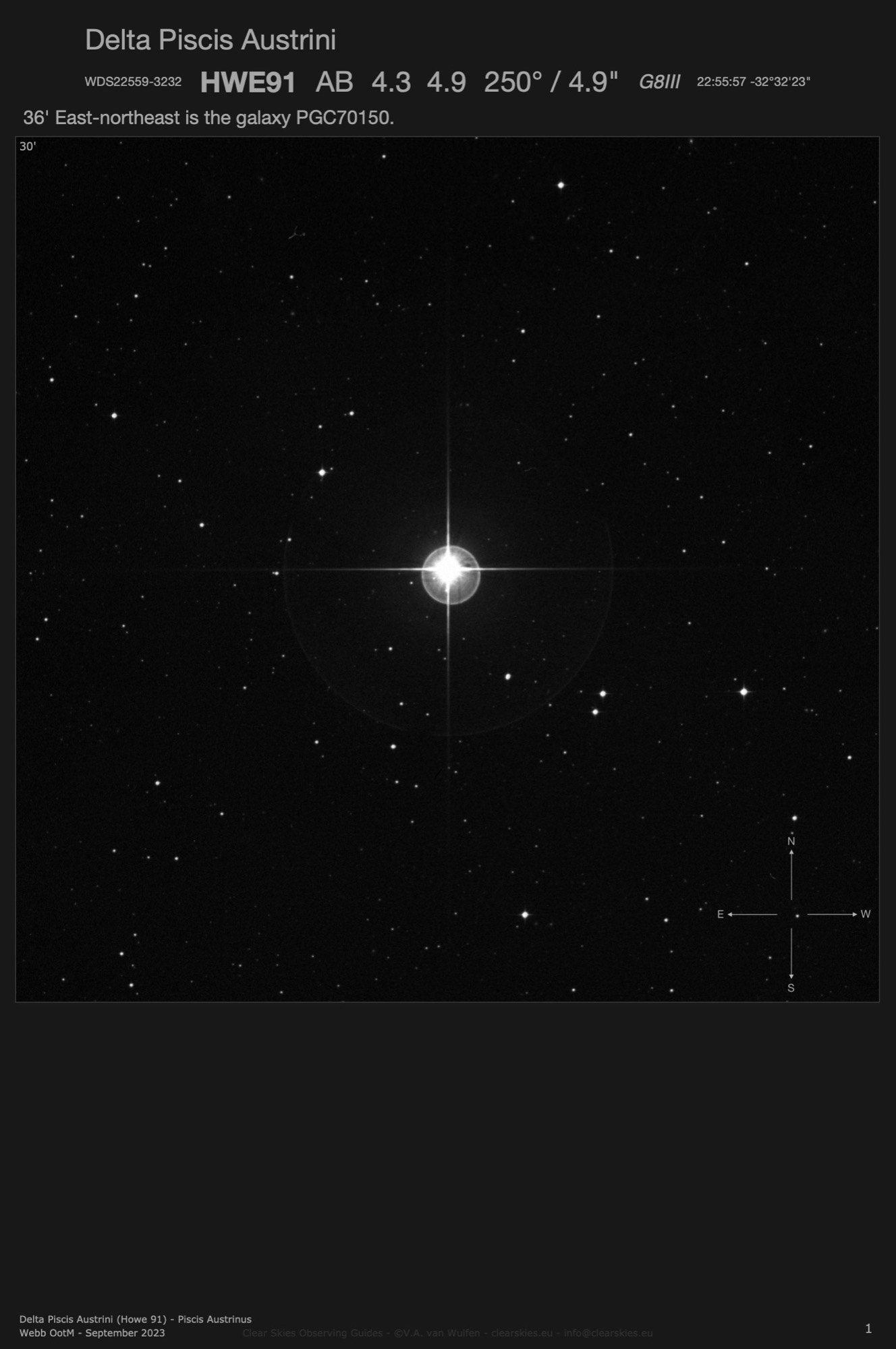 Delta Piscis Austrini (Howe 91 - WDS22559-3232) in Piscis Austrinus Delta Piscis Austrini (Howe 91 - WDS22559-3232) in Piscis Austrinus