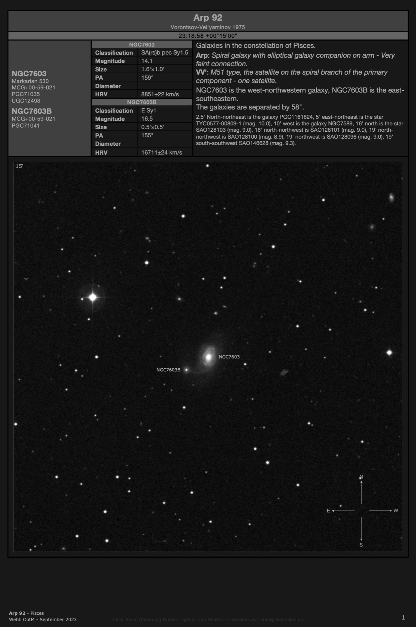 Galaxy pair Arp 92 (NGC7603 & NGC7603B) in Pisces Galaxy pair Arp 92 (NGC7603 & NGC7603B) in Pisces
