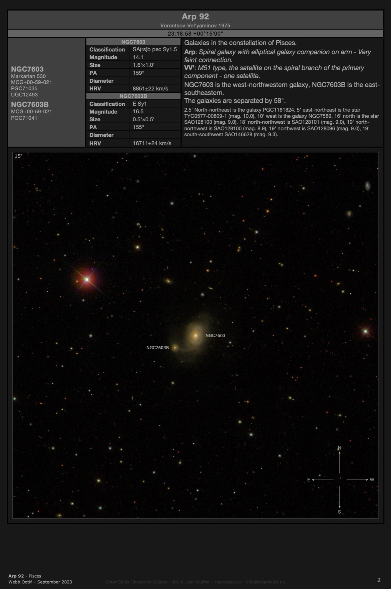 Galaxy pair Arp 92 (NGC7603 & NGC7603B) in Pisces Galaxy pair Arp 92 (NGC7603 & NGC7603B) in Pisces
