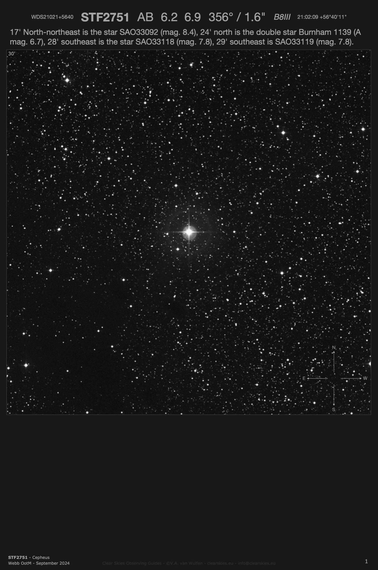 STF2751 (WDS21021+5640) in Cepheus STF2751 (WDS21021+5640) in Cepheus