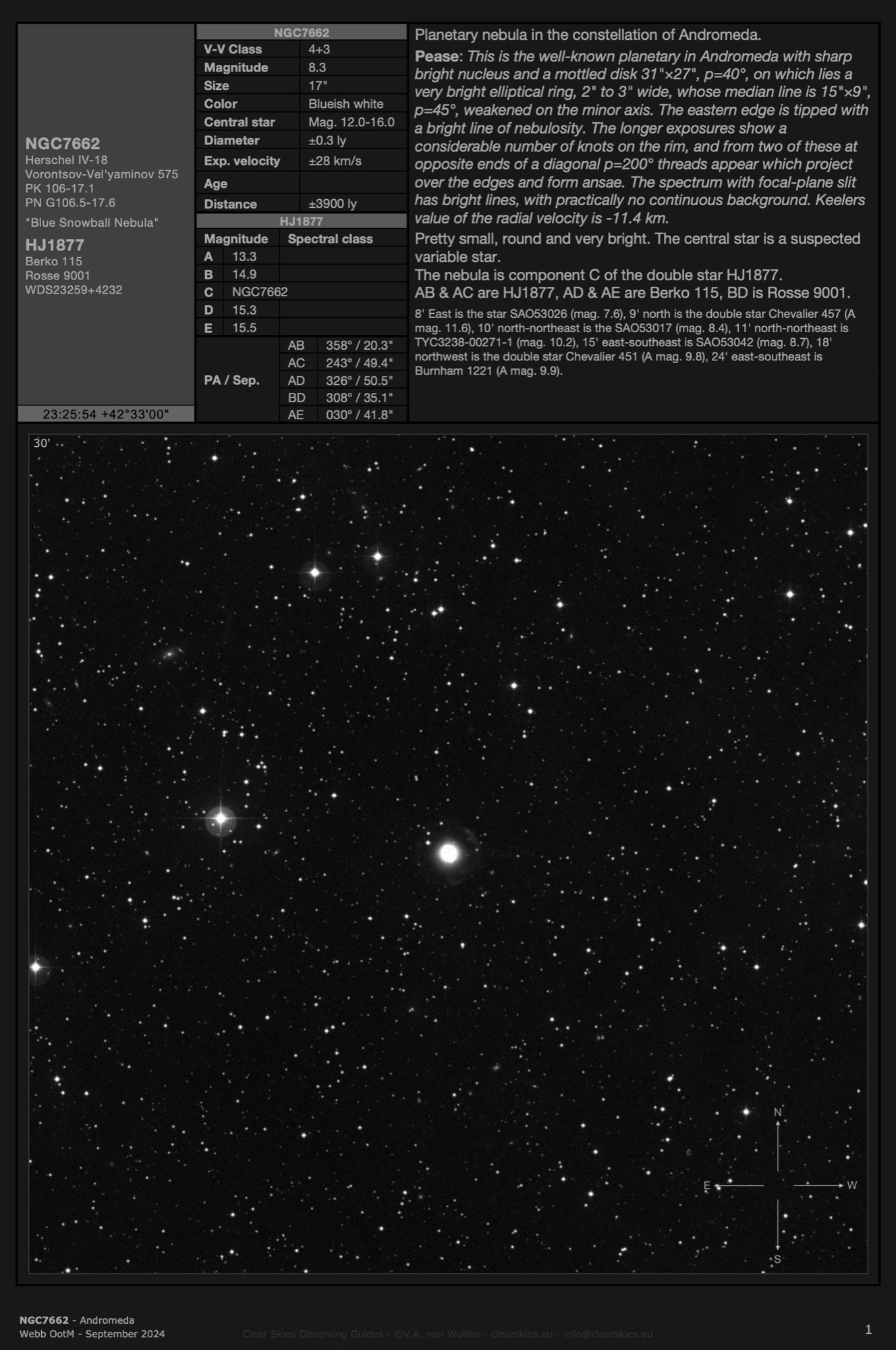 Planetary nebula NGC7662 - the "Blue Snowball" in Andromeda Planetary nebula NGC7662 - the "Blue Snowball" in Andromeda