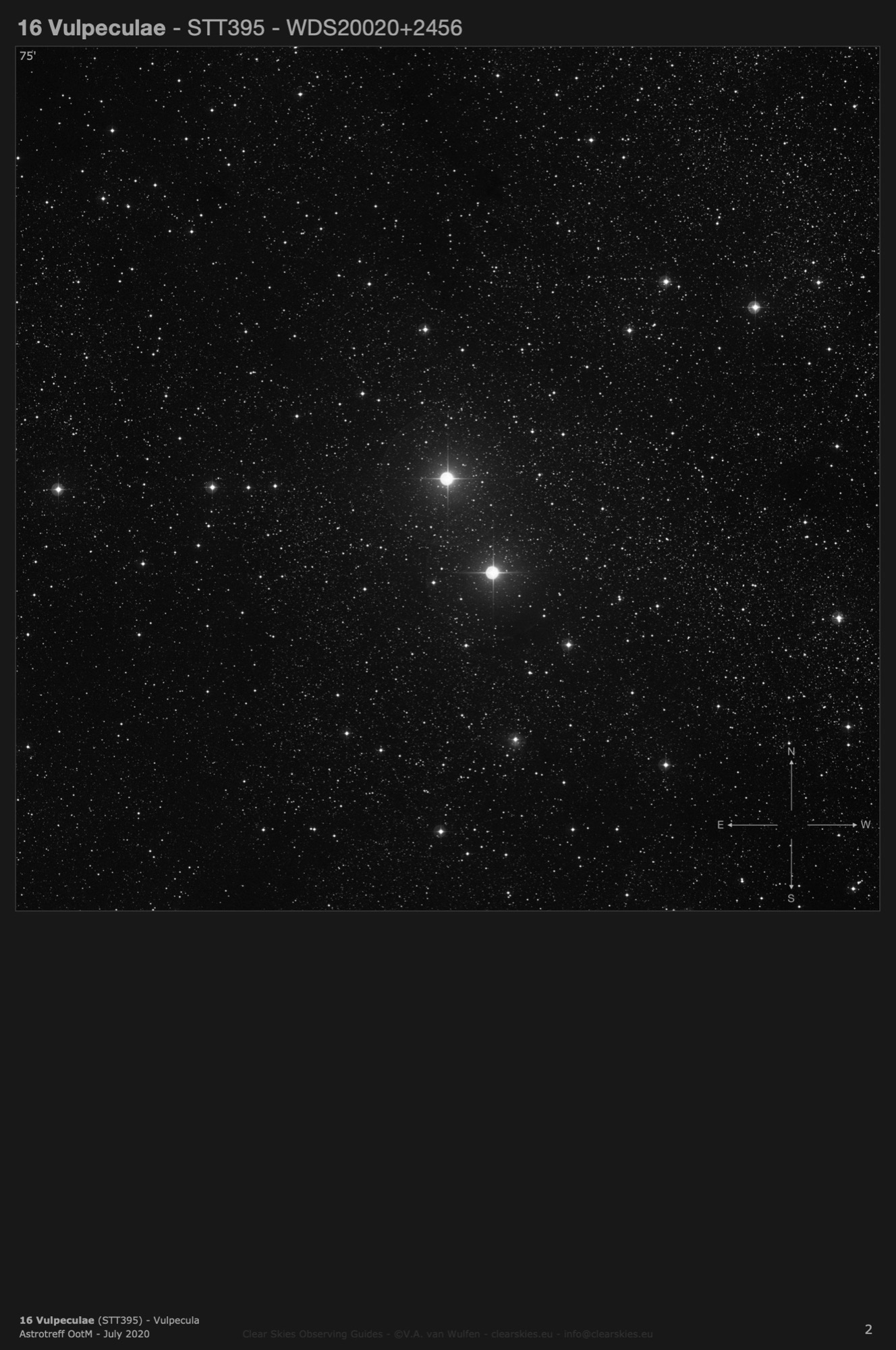 Double star 16 Vulpeculae (STT395 - WDS20020+2456) in Vulpeculae Double star 16 Vulpeculae (STT395 - WDS20020+2456) in Vulpeculae