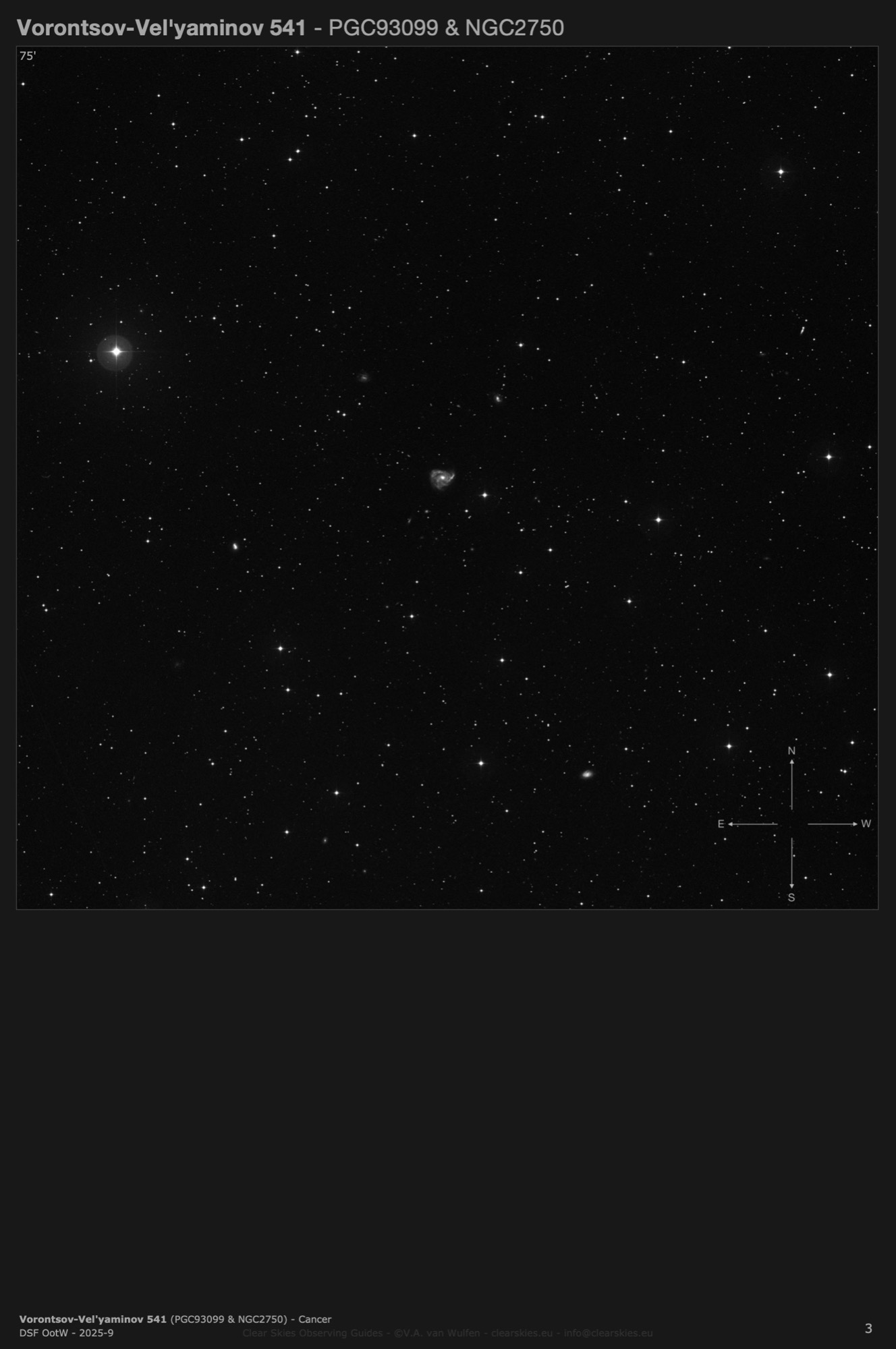 Galaxy pair Vorontsov-Vel'yaminov 541 (PGC93099 & NGC2750) in Cancer Galaxy pair Vorontsov-Vel'yaminov 541 (PGC93099 & NGC2750) in Cancer