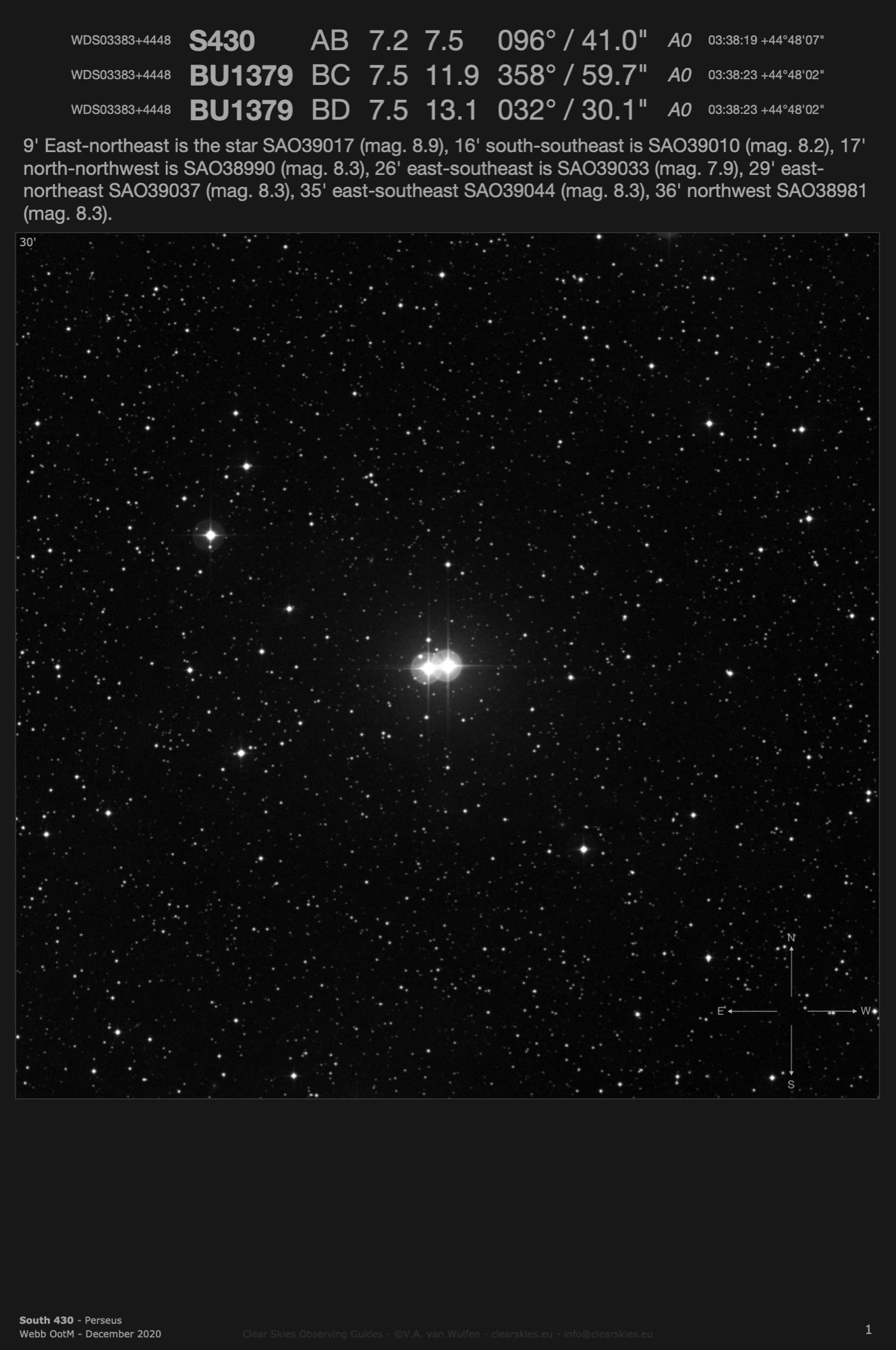 South 430 (WDS03383+4448) in Perseus South 430 (WDS03383+4448) in Perseus