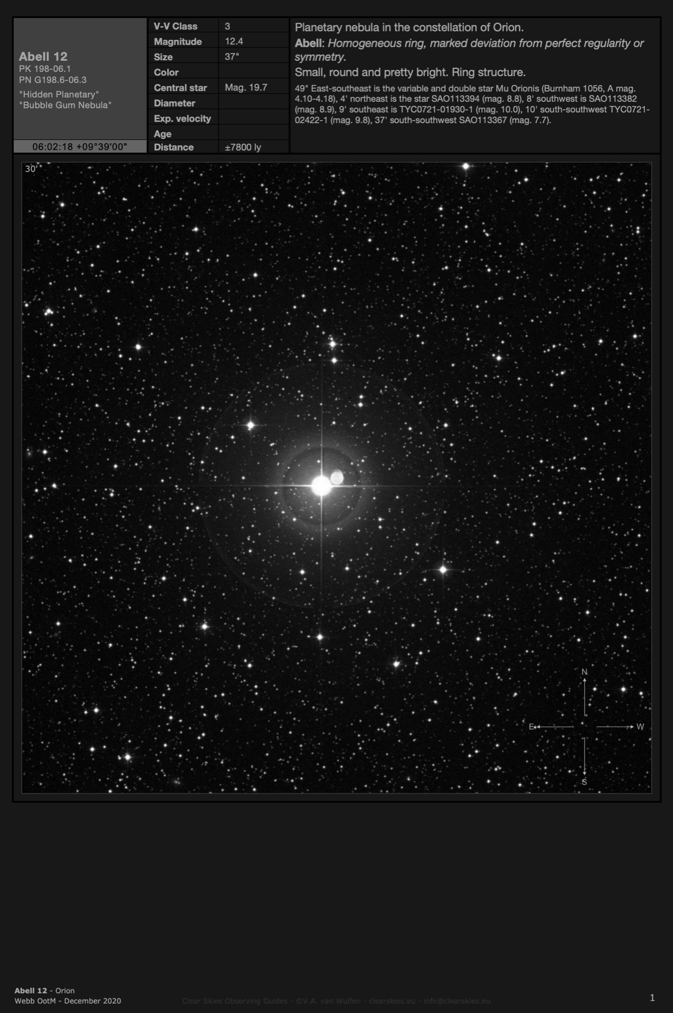 Planetary nebula Abell 12 - the "Hidden Planetary" in Orion