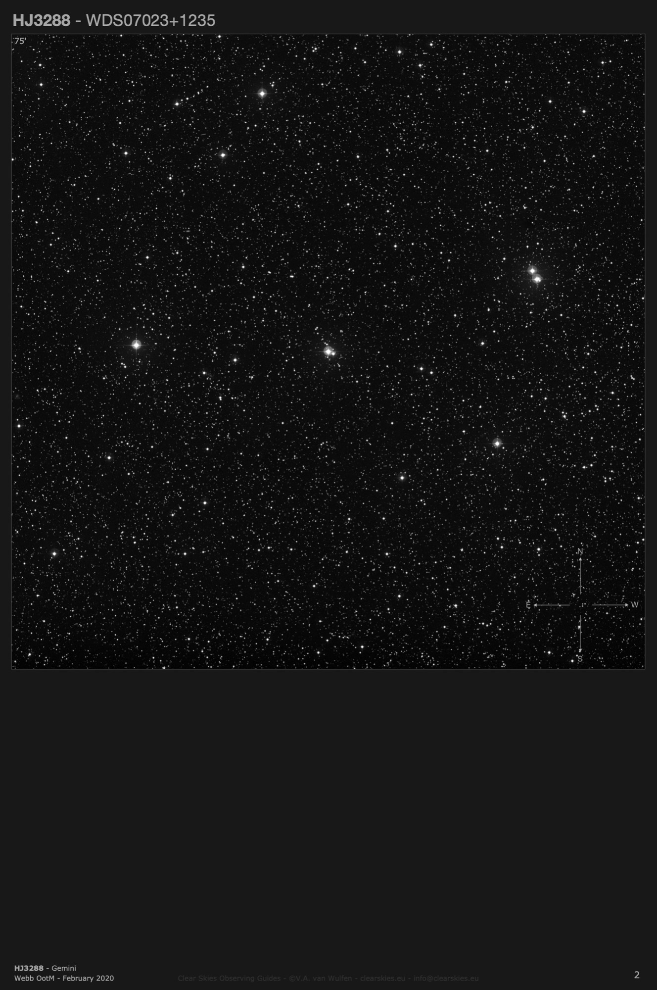 HJ3288 (WDS07023+1235) in Gemini HJ3288 (WDS07023+1235) in Gemini