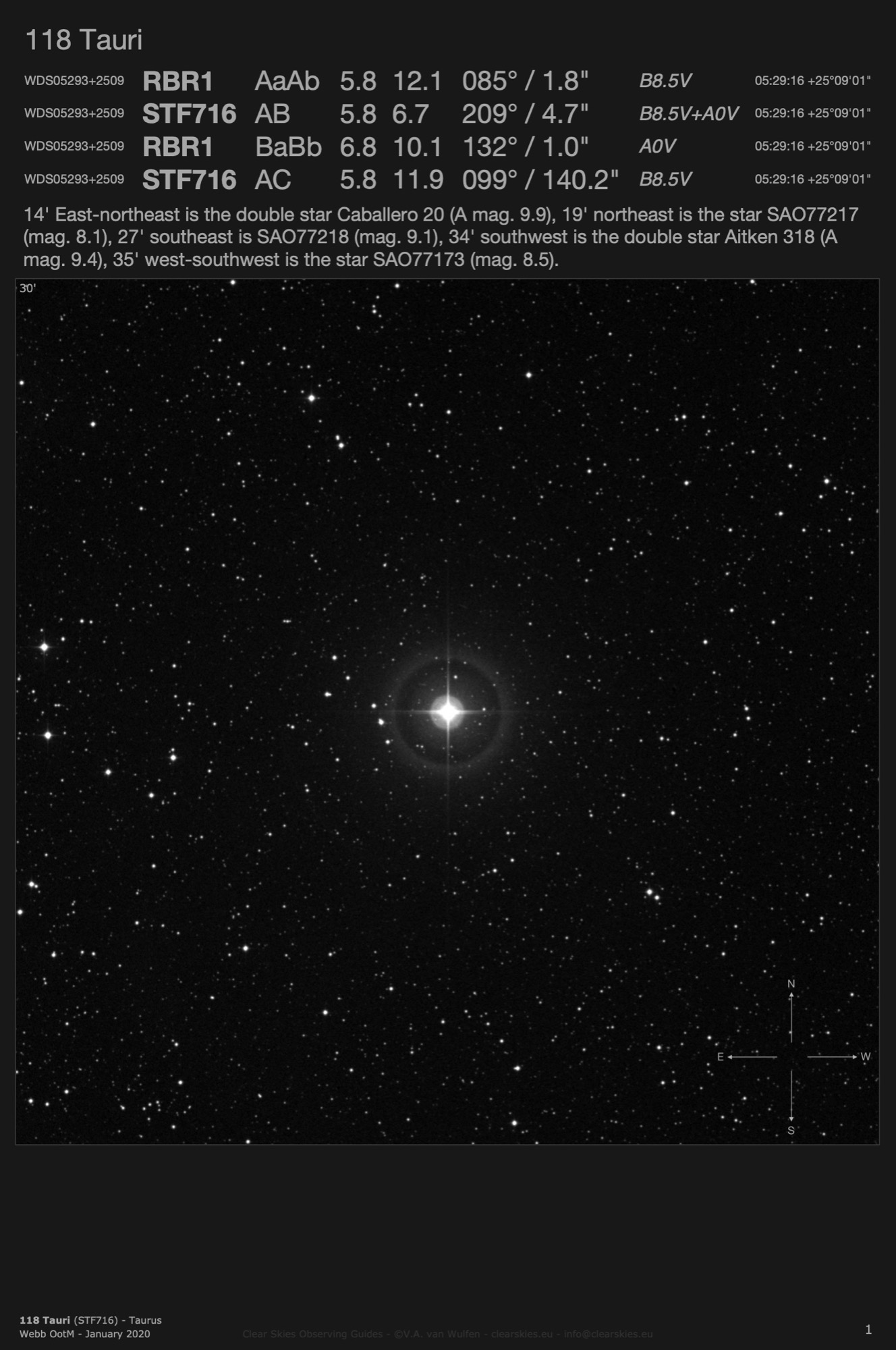 118 Tauri (STF716 - WDS05293+2509) in Taurus 118 Tauri (STF716 - WDS05293+2509) in Taurus