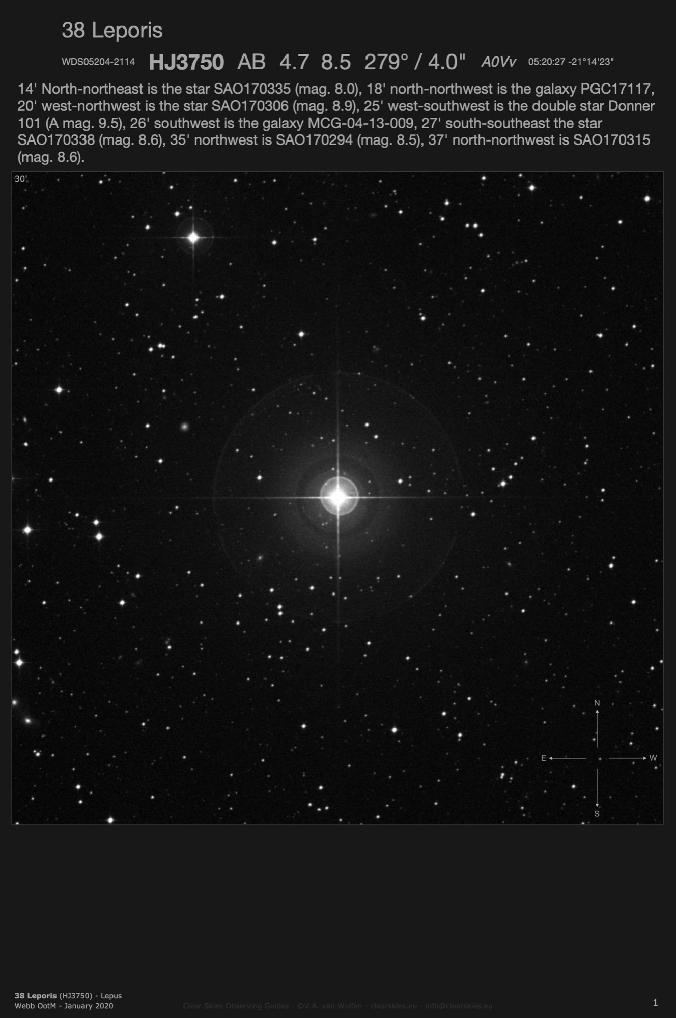 38 Leporis (HJ3750 - WDS05204-2114) in Lepus 38 Leporis (HJ3750 - WDS05204-2114) in Lepus