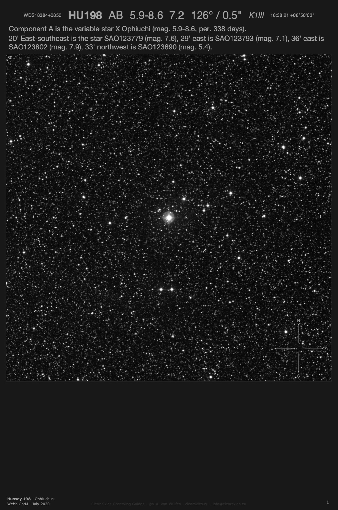 Hussey 198 (WDS18384+0850) in Ophiuchus Hussey 198 (WDS18384+0850) in Ophiuchus