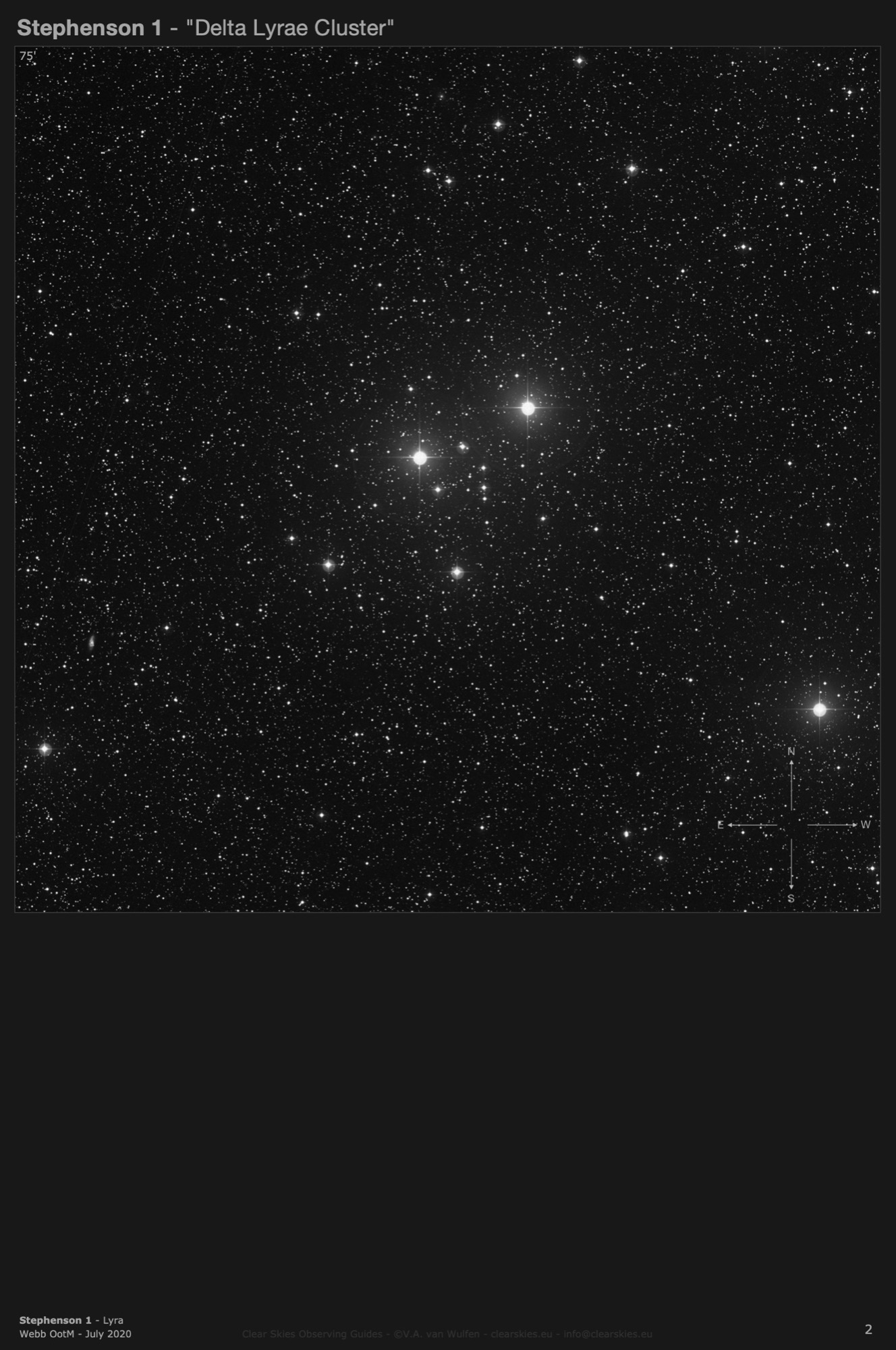 Open cluster Stephenson 1 - the "Delta Lyrae Cluster" in Lyra Open cluster Stephenson 1 - the "Delta Lyrae Cluster" in Lyra