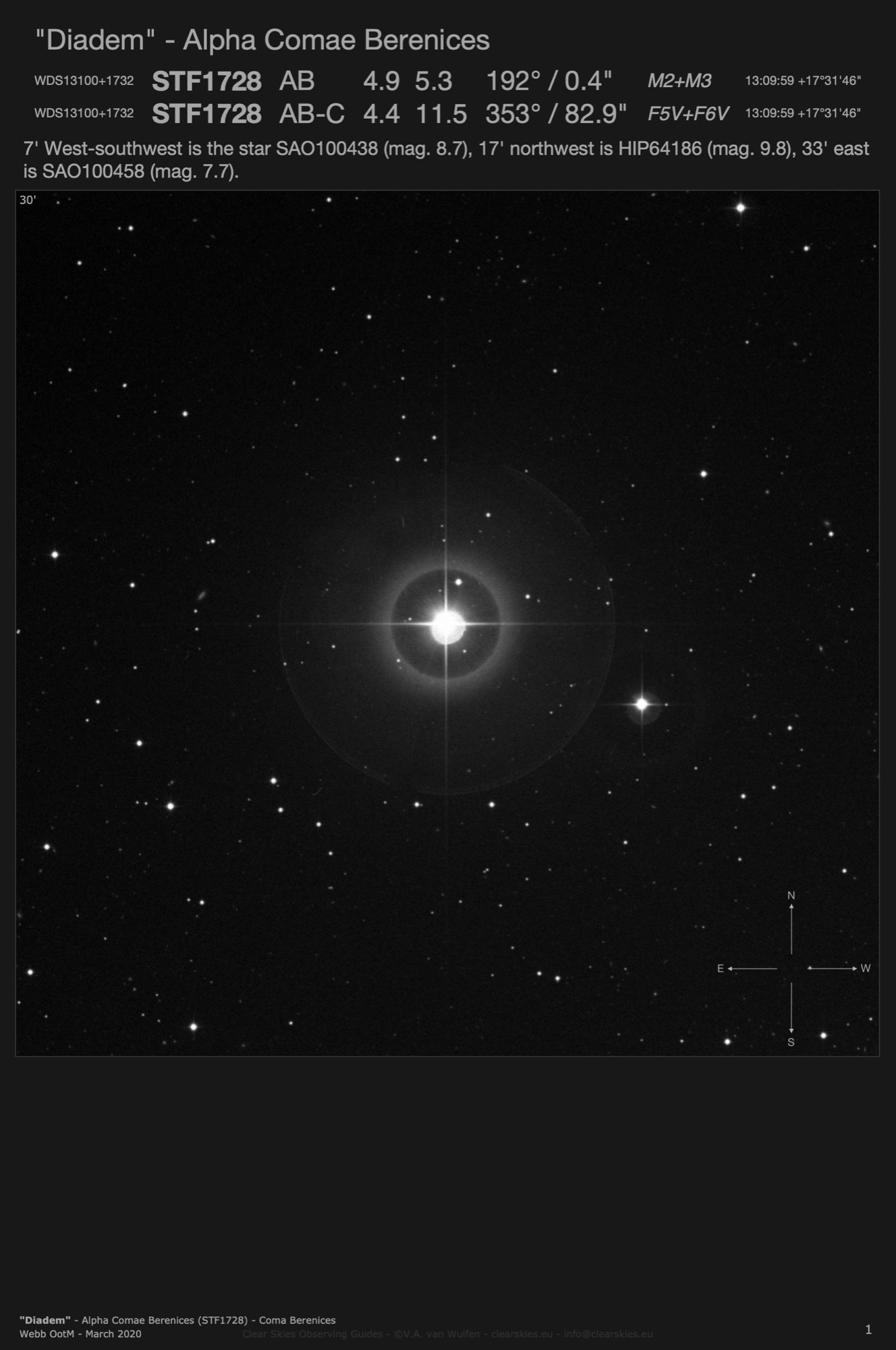 "Diadem" - Alpha Comae Berenices (STF1728 - WDS13100+1732) in Coma Berenices "Diadem" - Alpha Comae Berenices (STF1728 - WDS13100+1732) in Coma Berenices