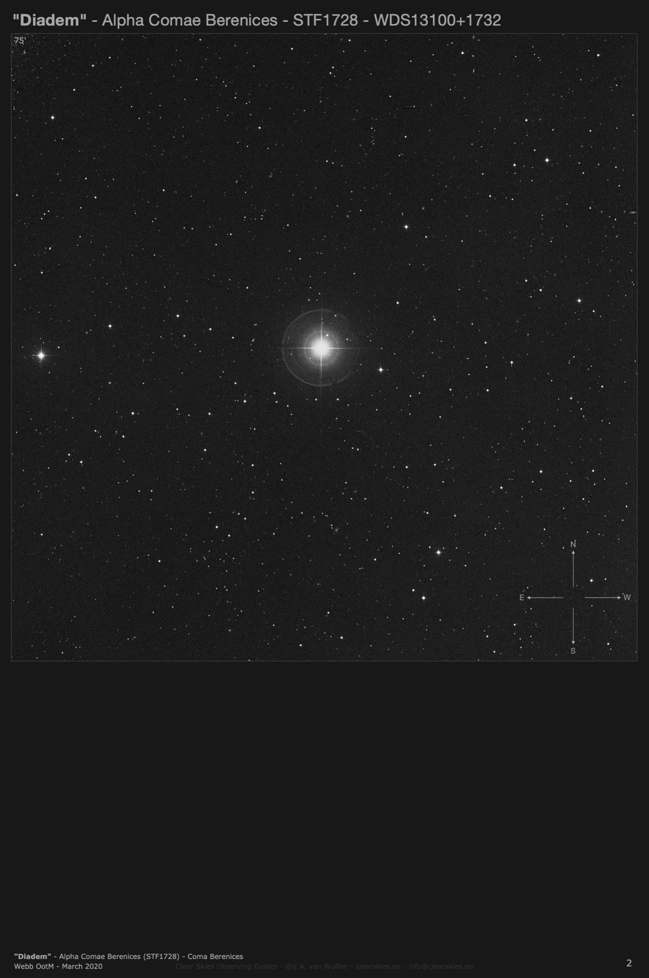 "Diadem" - Alpha Comae Berenices (STF1728 - WDS13100+1732) in Coma Berenices "Diadem" - Alpha Comae Berenices (STF1728 - WDS13100+1732) in Coma Berenices