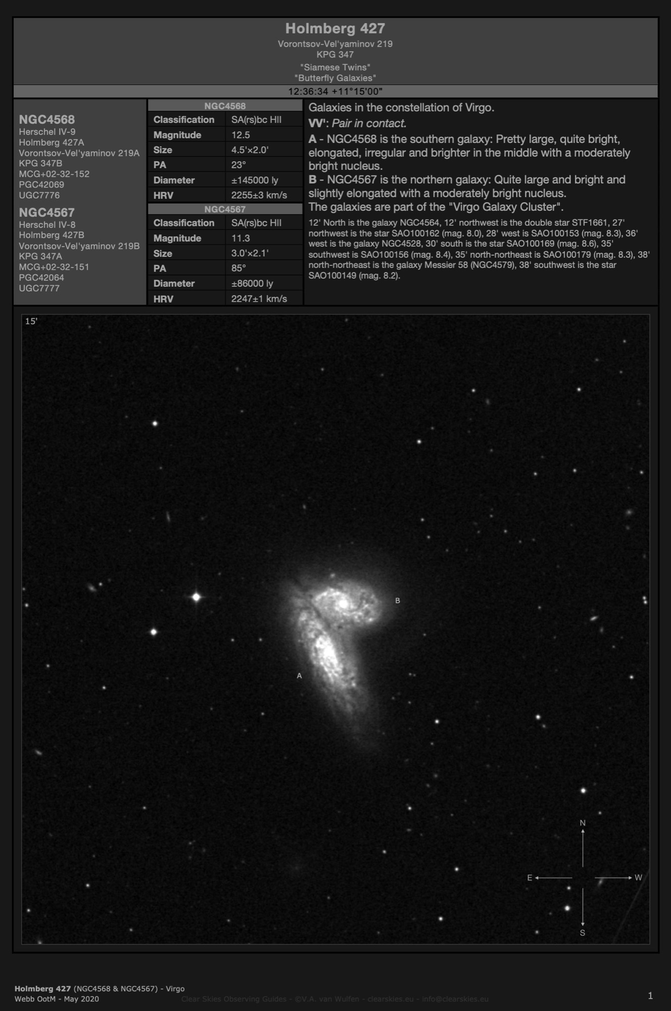 Galaxy pair Holmberg 427 (NGC4568 & NGC4567) - the "Siamese Twins" in Virgo Galaxy pair Holmberg 427 (NGC4568 & NGC4567) - the "Siamese Twins" in Virgo