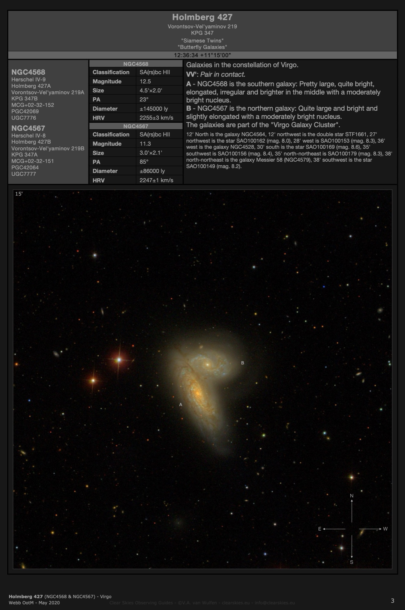 Galaxy pair Holmberg 427 (NGC4568 & NGC4567) - the "Siamese Twins" in Virgo Galaxy pair Holmberg 427 (NGC4568 & NGC4567) - the "Siamese Twins" in Virgo