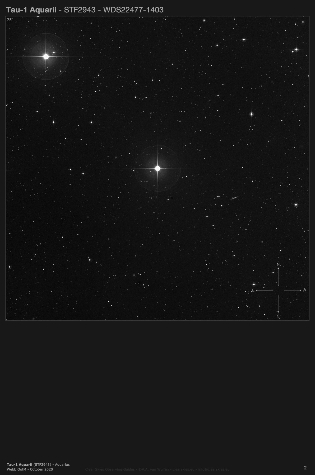 Tau-1 Aquarii (STF2943 - WDS22477-1403) in Aquarius Tau-1 Aquarii (STF2943 - WDS22477-1403) in Aquarius