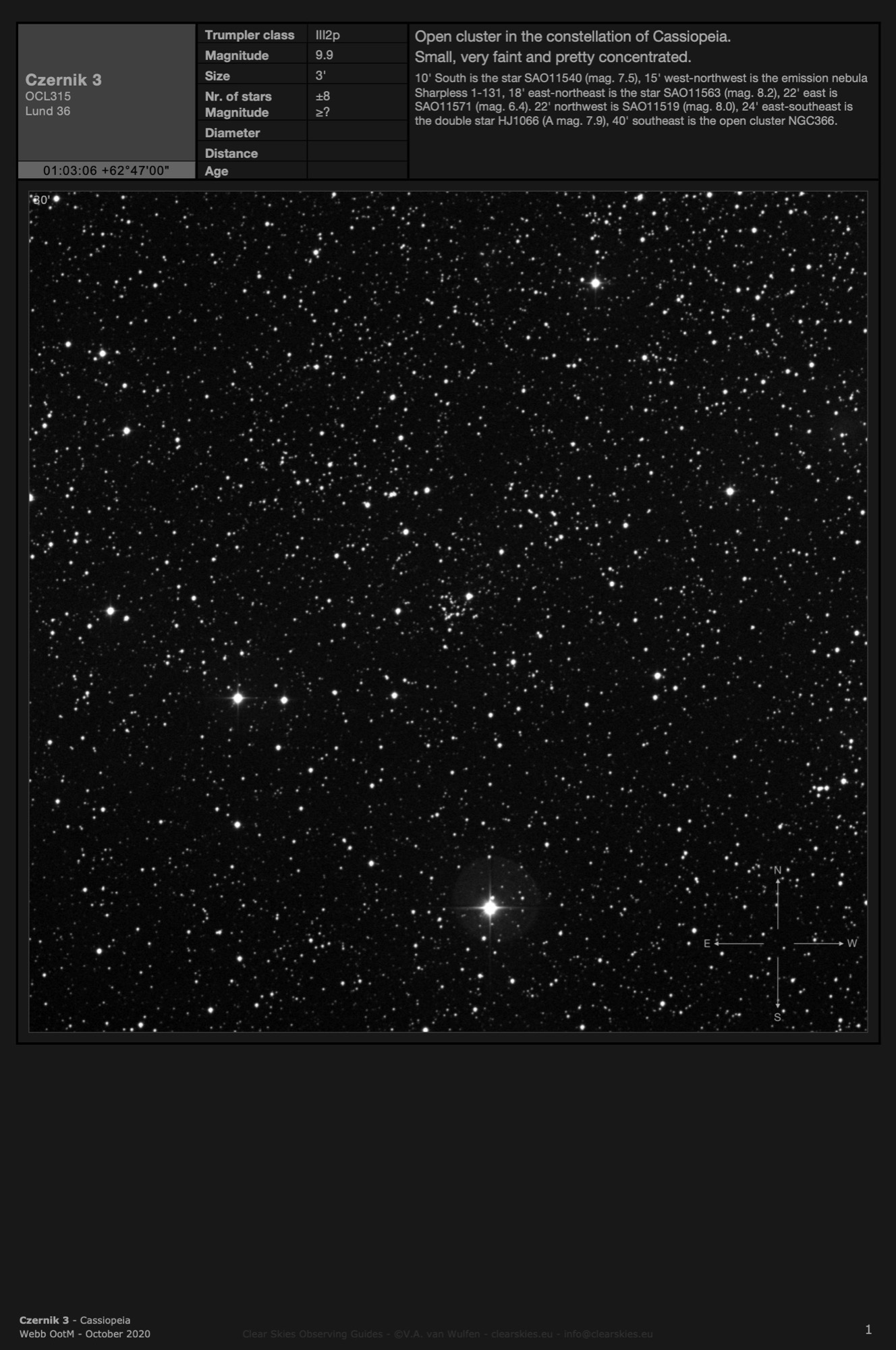 Open cluster Czernik 3 in Cassiopeia Open cluster Czernik 3 in Cassiopeia