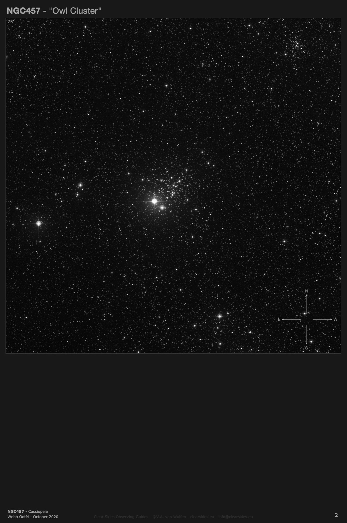 Open cluster NGC457 - the "Owl Cluster" in Cassiopeia Open cluster NGC457 - the "Owl Cluster" in Cassiopeia