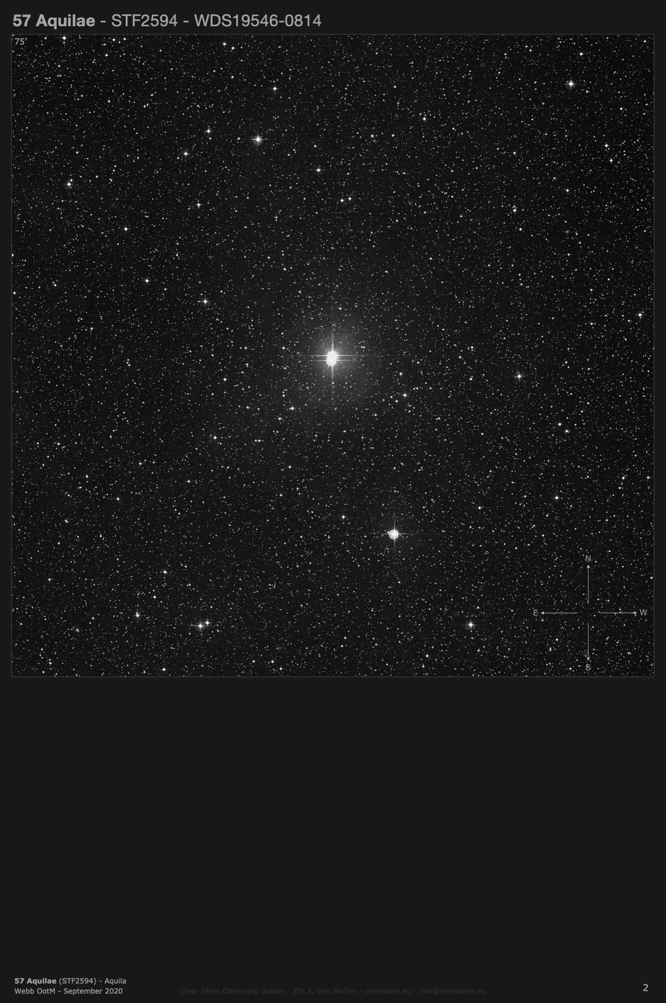 57 Aquilae (STF2594 - WDS19546-0814) in Aquila 57 Aquilae (STF2594 - WDS19546-0814) in Aquila