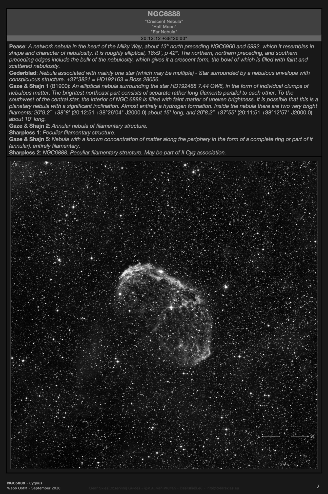Emission nebula NGC6888 - the "Crescent Nebula" in Cygnus Emission nebula NGC6888 - the "Crescent Nebula" in Cygnus