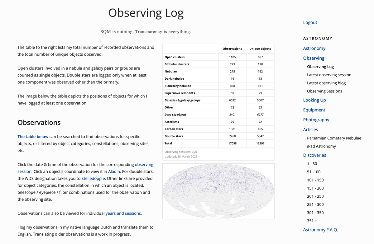 Astronomy - Observing - Observing Log