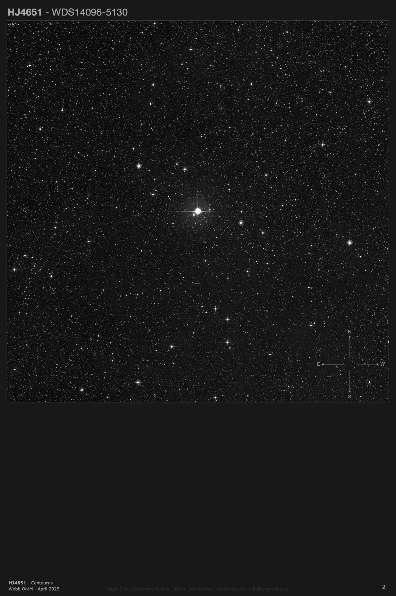 Double star HJ4651 (WDS14096-5130) in Centaurus Double star HJ4651 (WDS14096-5130) in Centaurus