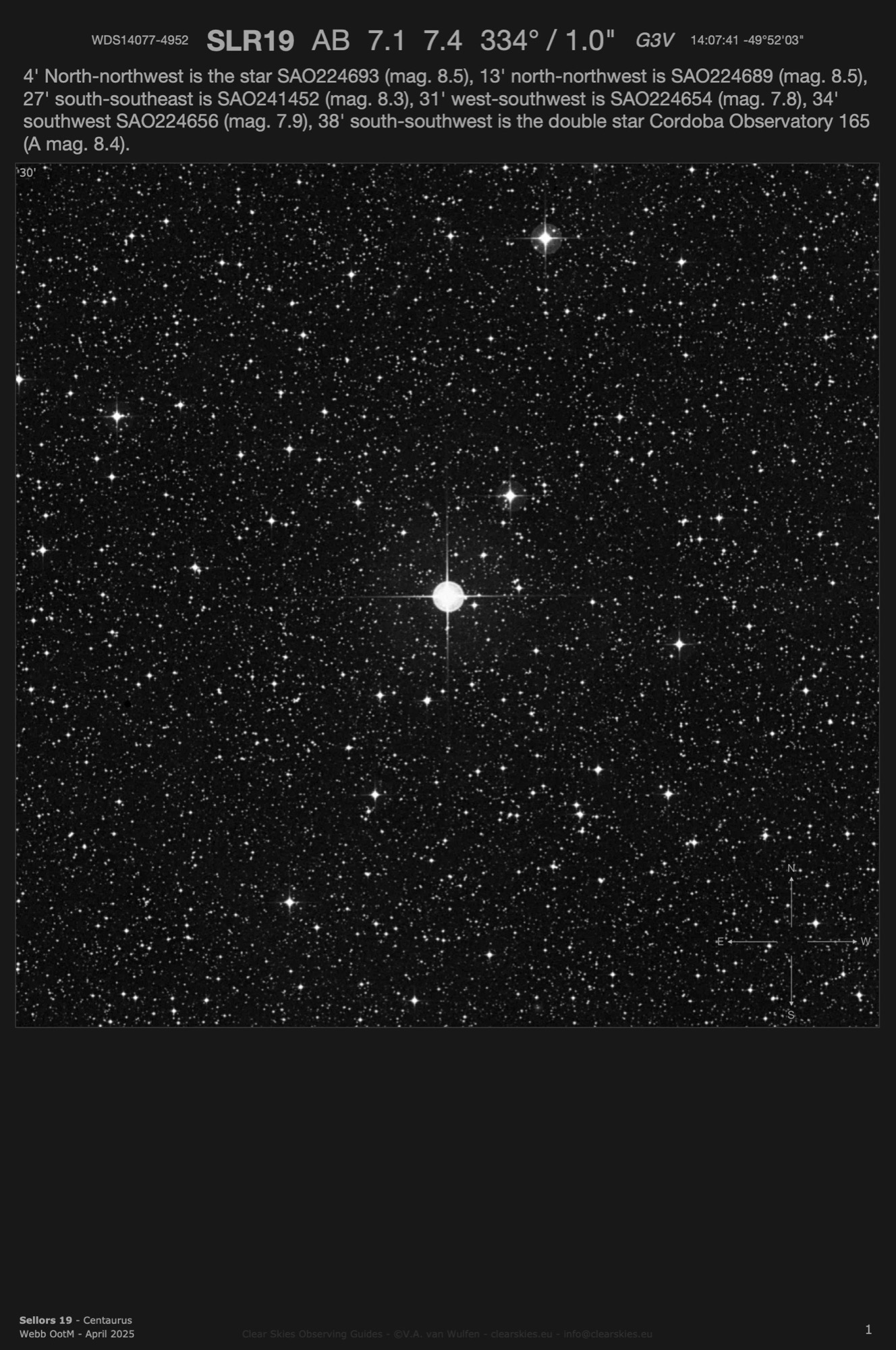 Double star Sellors 19 (WDS14077-4952) in Centaurus Double star Sellors 19 (WDS14077-4952) in Centaurus