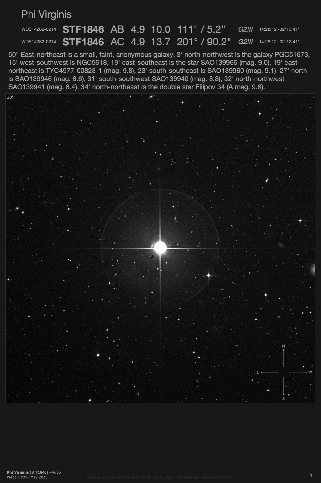 Phi Virginis (STF1846 - WDS14282-0214) in Virgo Phi Virginis (STF1846 - WDS14282-0214) in Virgo