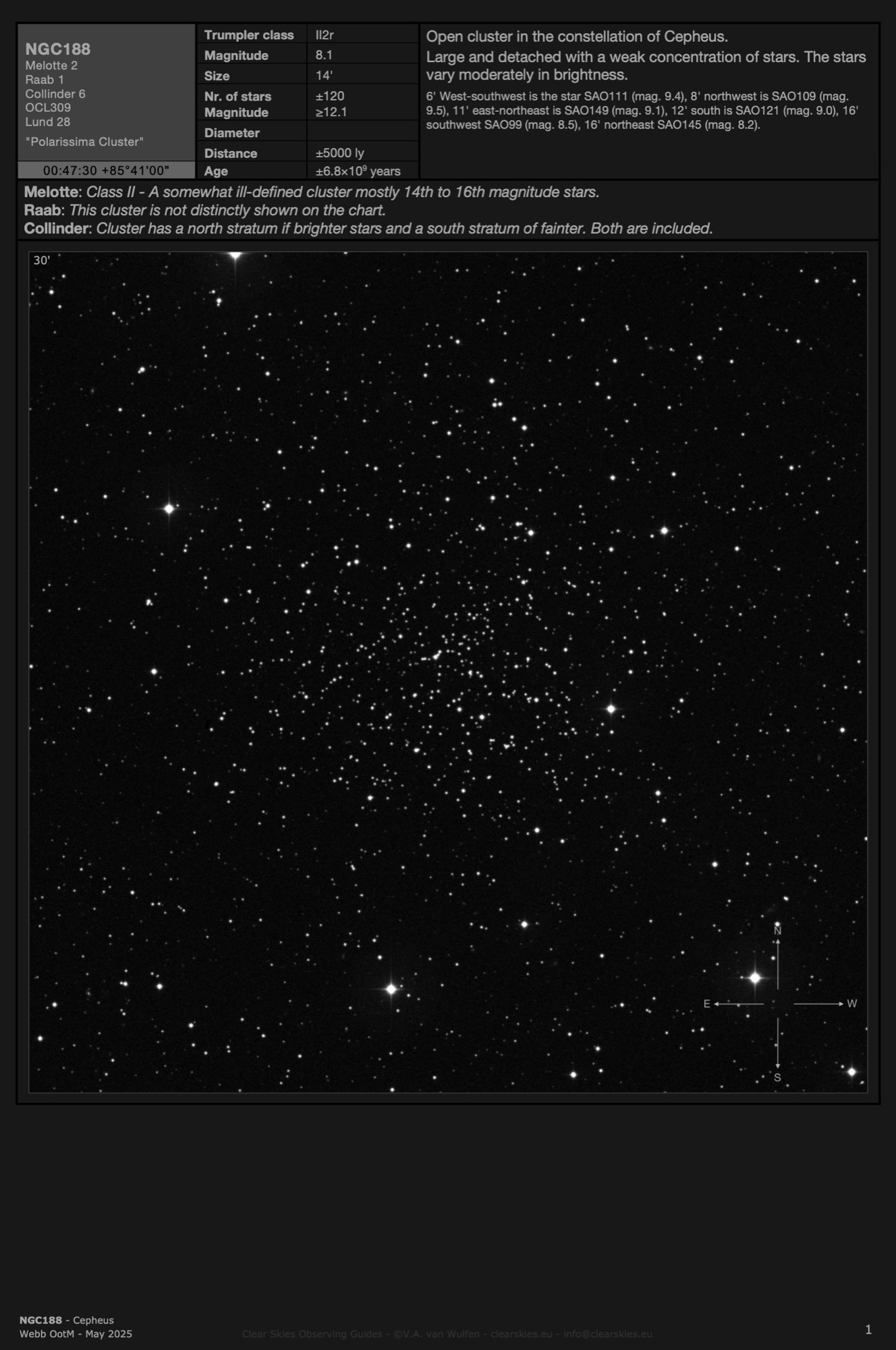 Open cluster NGC188 - "Polarissima Cluster" in Cepheus Open cluster NGC188 - "Polarissima Cluster" in Cepheus