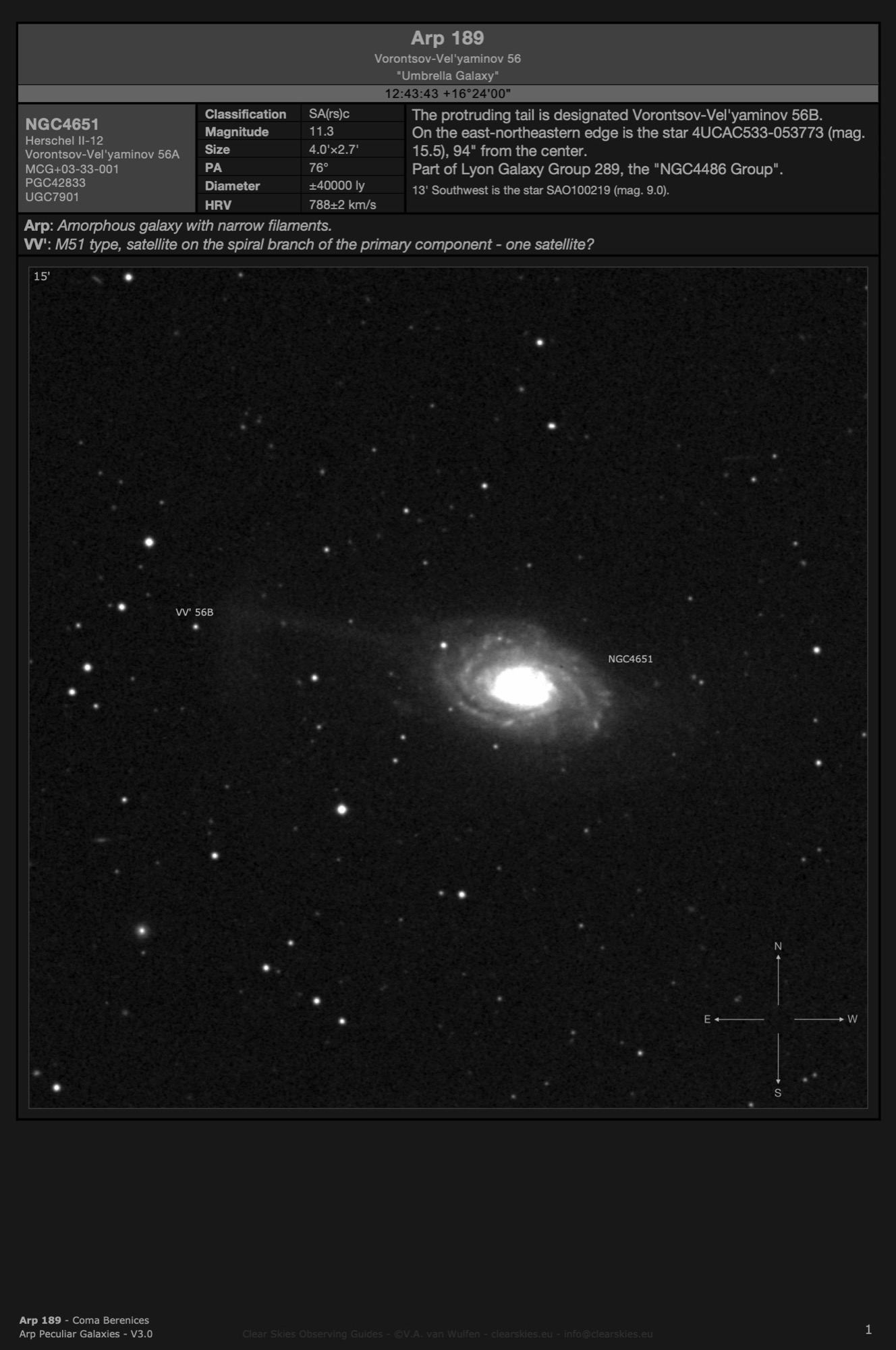Galaxy NGC4651 (Arp 189) - the "Umbrella Galaxy" in Coma Berenices Galaxy NGC4651 (Arp 189) - the "Umbrella Galaxy" in Coma Berenices