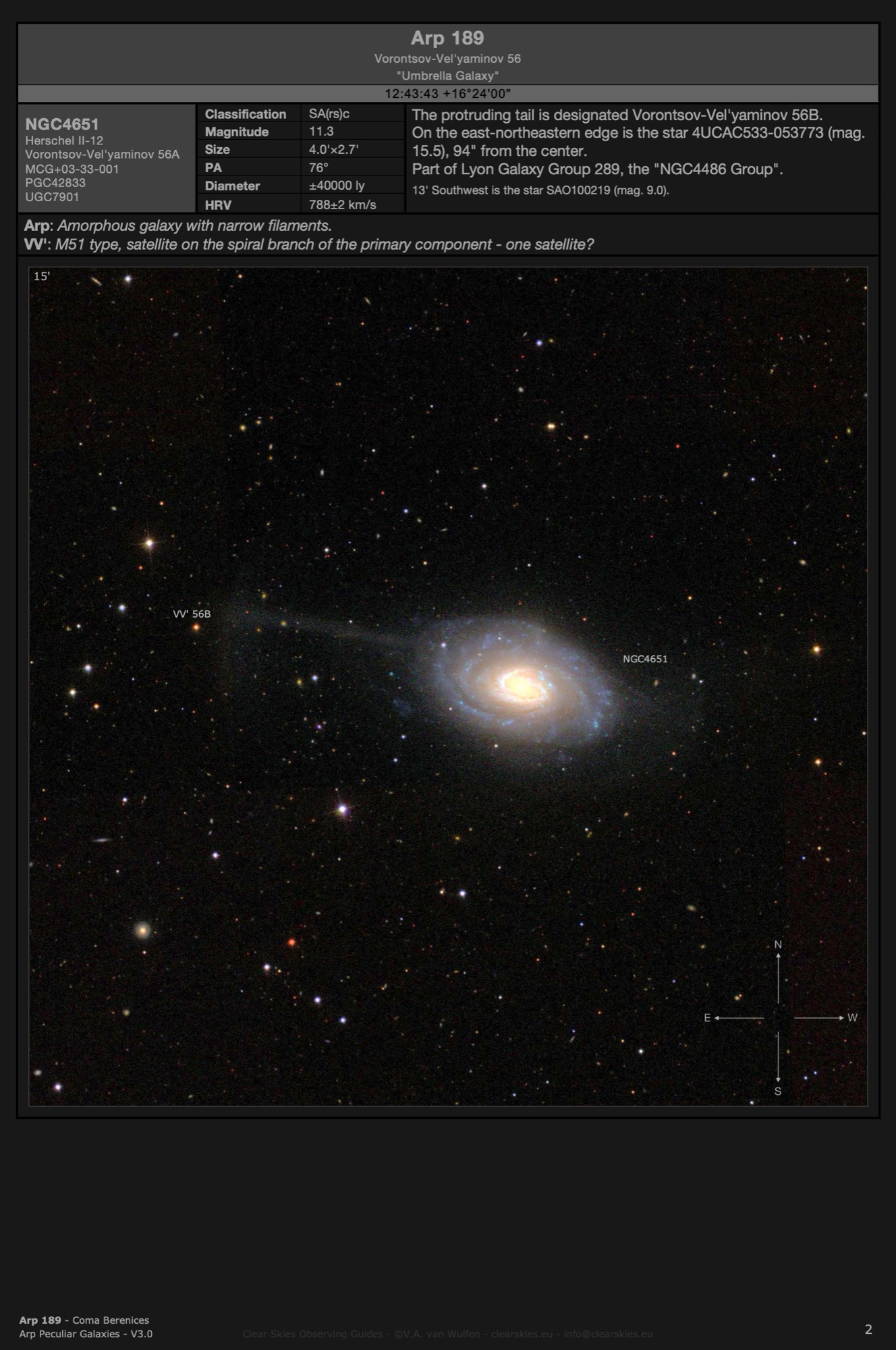Galaxy NGC4651 (Arp 189) - the "Umbrella Galaxy" in Coma Berenices Galaxy NGC4651 (Arp 189) - the "Umbrella Galaxy" in Coma Berenices