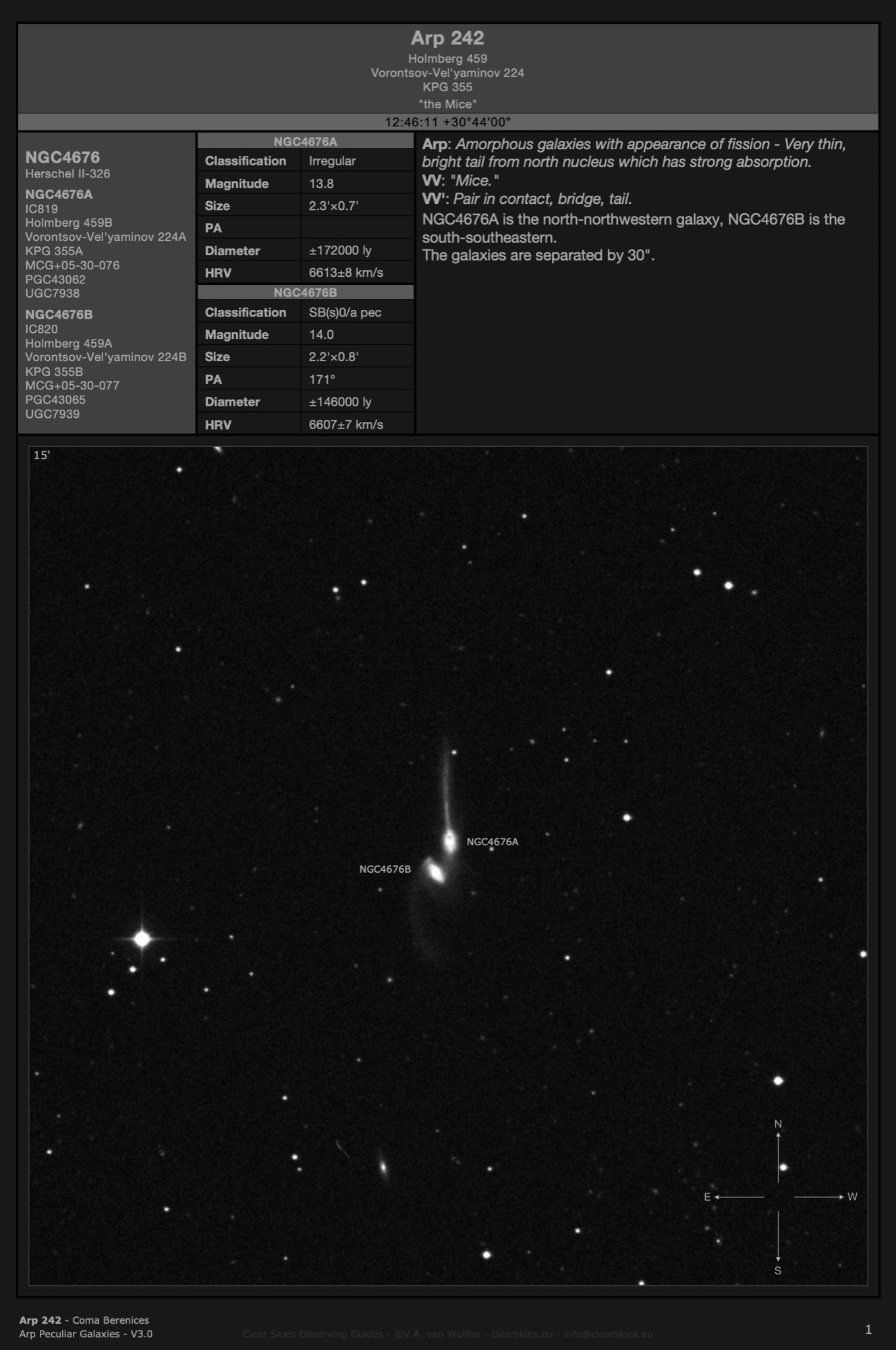 Galaxy pair Arp 242 (NGC4676A & NGC4676B - "the Mice") in Coma Berenices Galaxy pair Arp 242 (NGC4676A & NGC4676B - "the Mice") in Coma Berenices