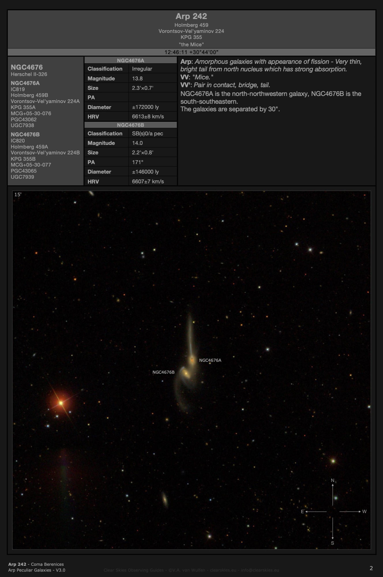 Galaxy pair Arp 242 (NGC4676A & NGC4676B - "the Mice") in Coma Berenices Galaxy pair Arp 242 (NGC4676A & NGC4676B - "the Mice") in Coma Berenices