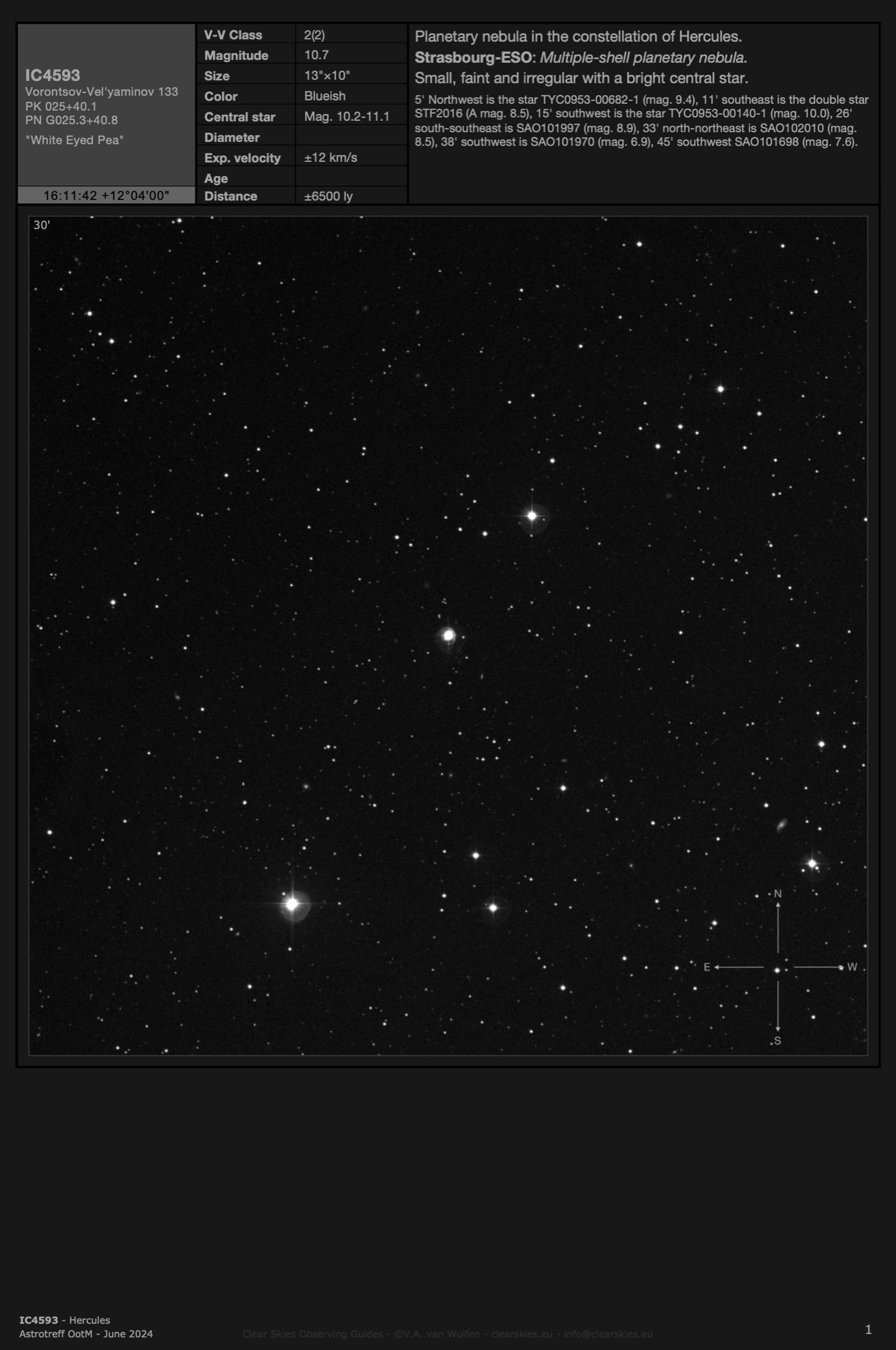 Planetary nebula IC4593 - the "White Eyed Pea" in Hercules Planetary nebula IC4593 - the "White Eyed Pea" in Hercules