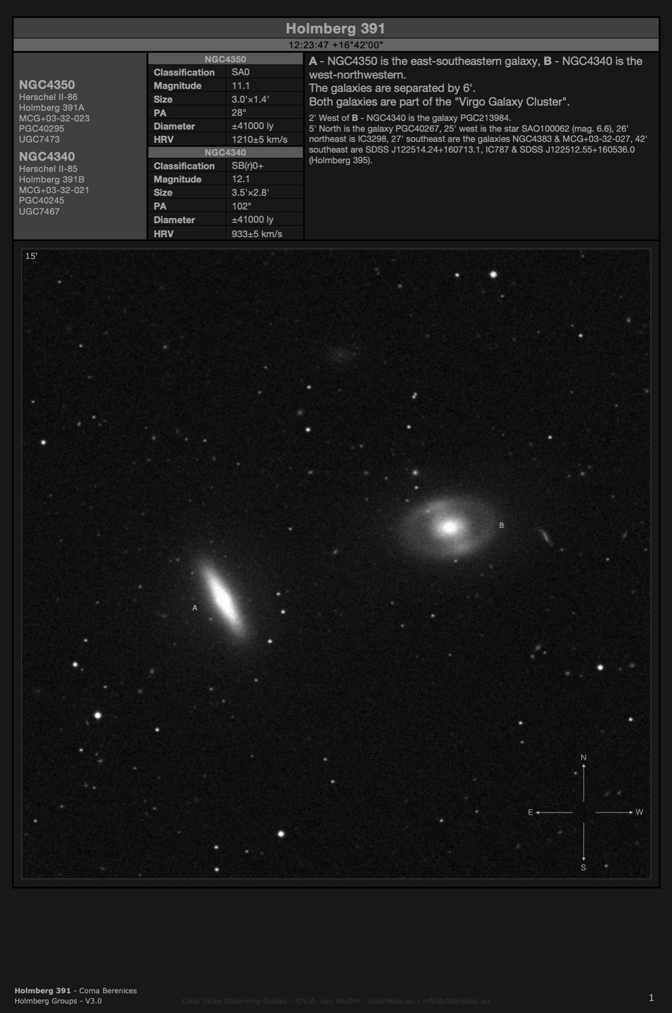 Galaxy pair NGC4350 & NGC4340 (Holmberg 391) in Coma Berenices Galaxy pair NGC4350 & NGC4340 (Holmberg 391) in Coma Berenices