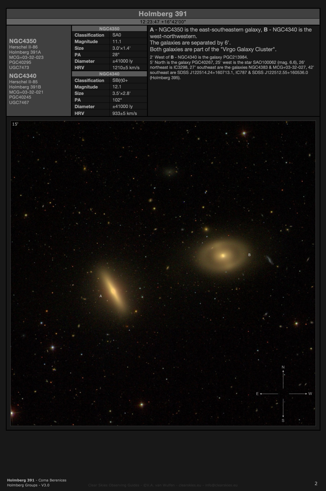 Galaxy pair NGC4350 & NGC4340 (Holmberg 391) in Coma Berenices Galaxy pair NGC4350 & NGC4340 (Holmberg 391) in Coma Berenices