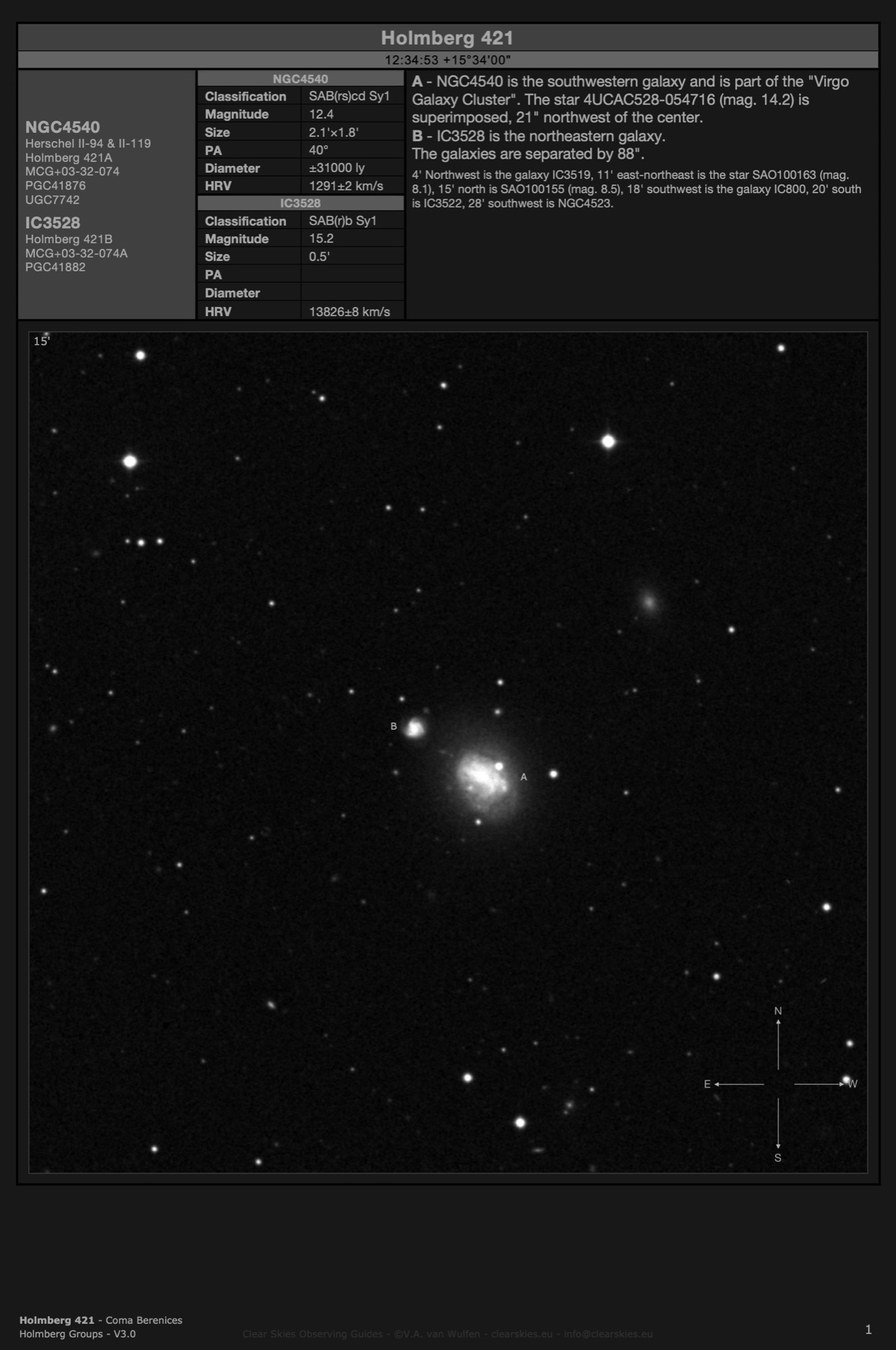 Galaxy pair NGC4540 & IC3528 (Holmberg 421) in Coma Berenices Galaxy pair NGC4540 & IC3528 (Holmberg 421) in Coma Berenices