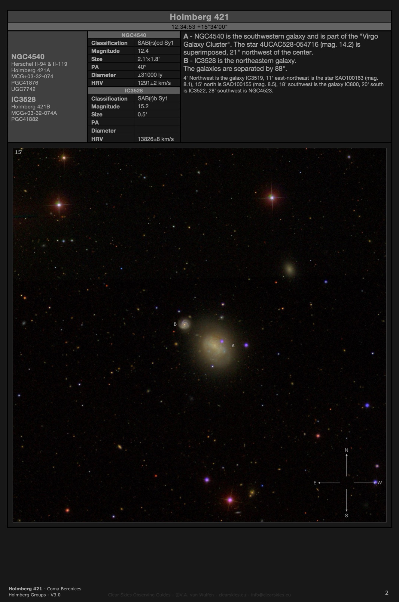 Galaxy pair NGC4540 & IC3528 (Holmberg 421) in Coma Berenices Galaxy pair NGC4540 & IC3528 (Holmberg 421) in Coma Berenices