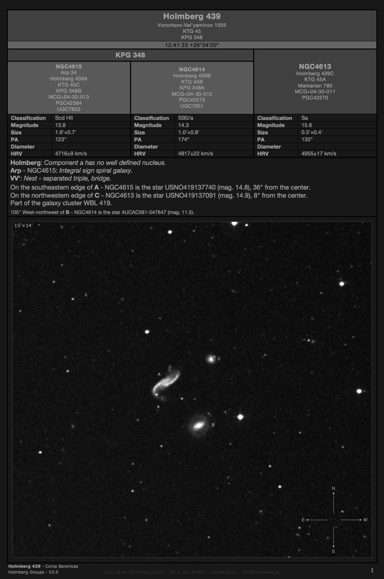 Galaxy triplet Holmberg 439 (NGC4613, NGC4614 & NGC4615) in Coma Berenices Galaxy triplet Holmberg 439 (NGC4613, NGC4614 & NGC4615) in Coma Berenices