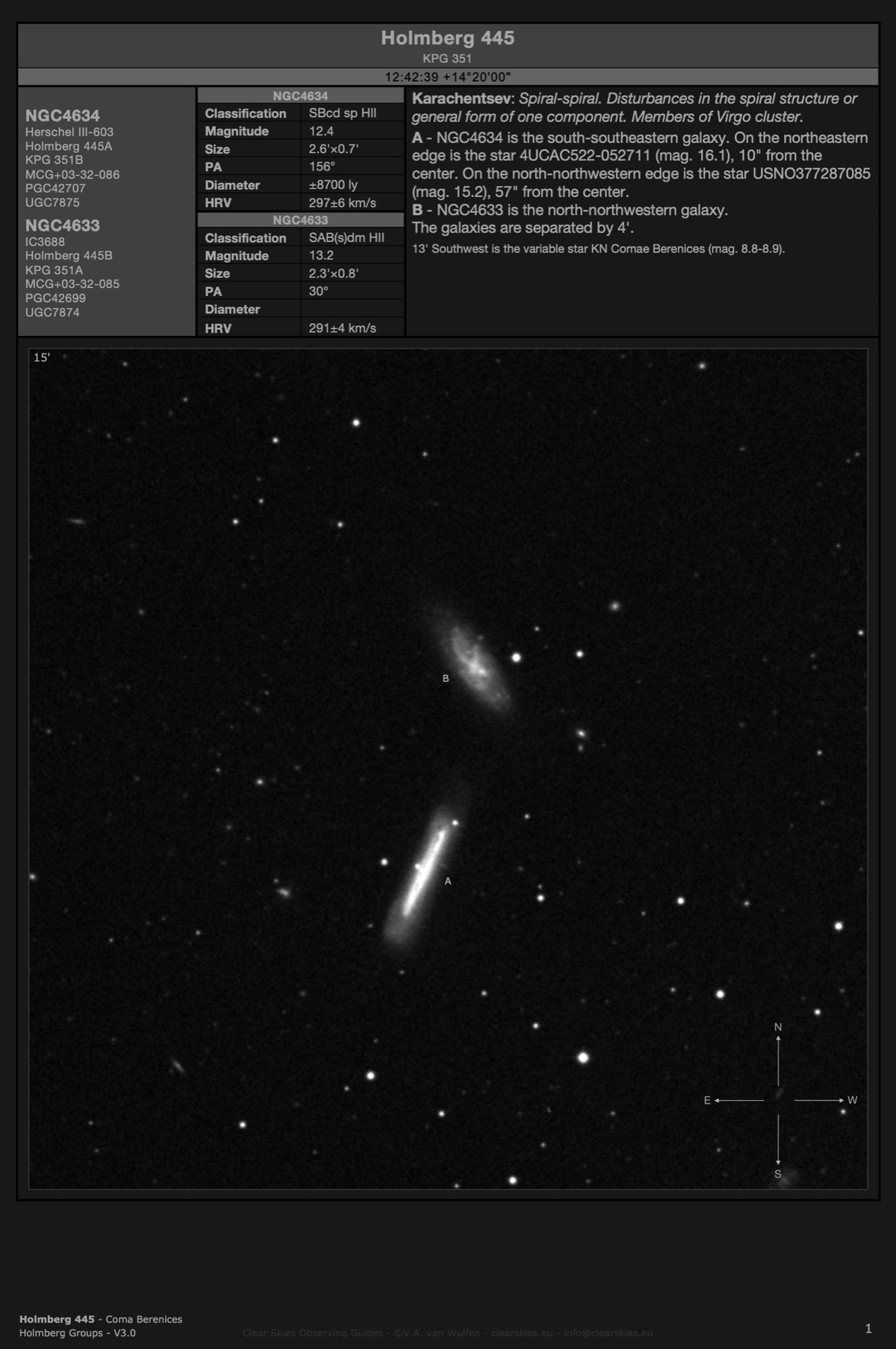Galaxy pair Holmberg 445 (NGC4634 & NGC4633) in Coma Berenices Galaxy pair Holmberg 445 (NGC4634 & NGC4633) in Coma Berenices