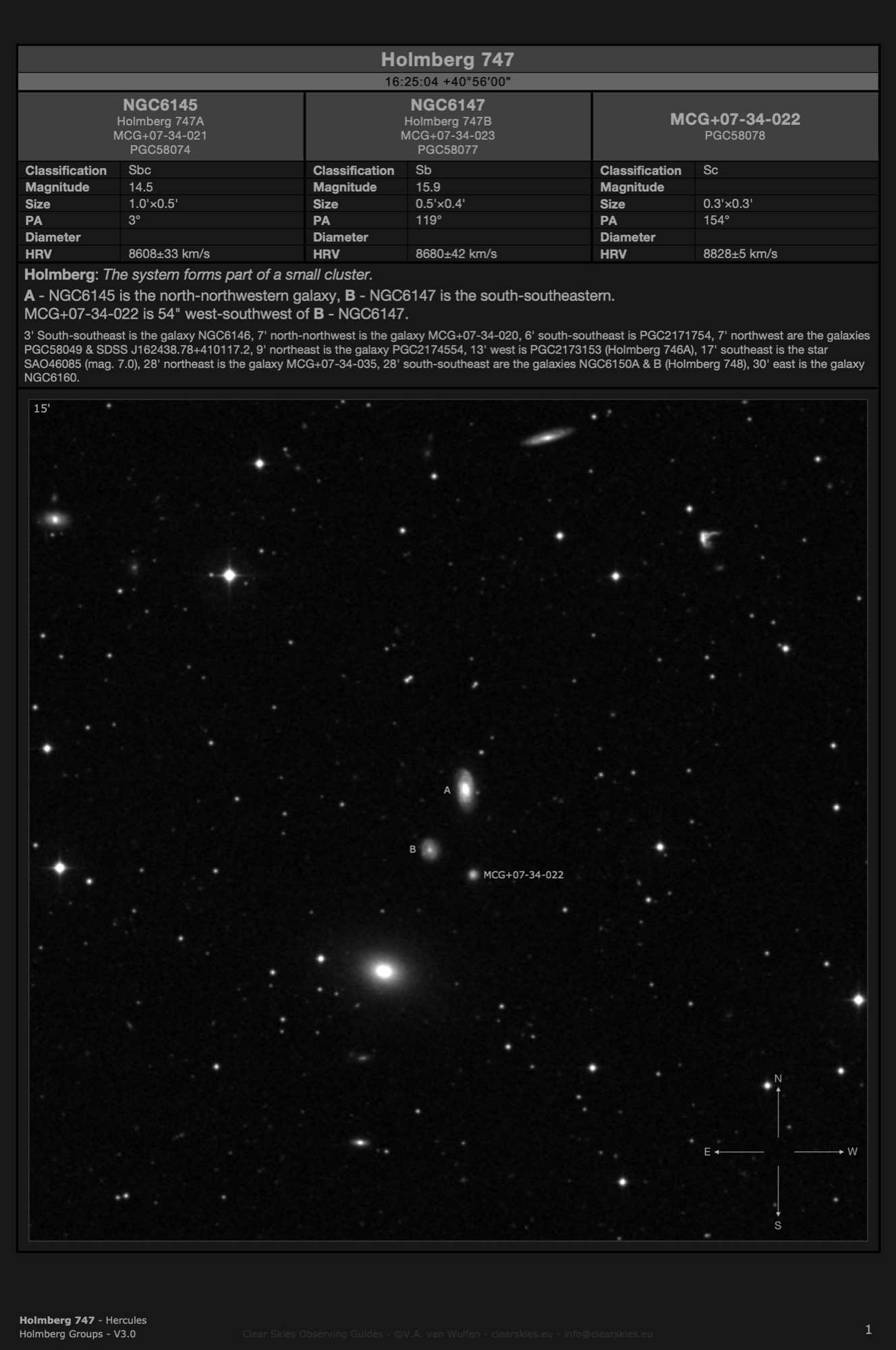 Galaxy pair Holmberg 747 (NGC6145 & NGC6147) and MCG+07-34-022 (PGC58078) in Hercules Galaxy pair Holmberg 747 (NGC6145 & NGC6147) and MCG+07-34-022 (PGC58078) in Hercules