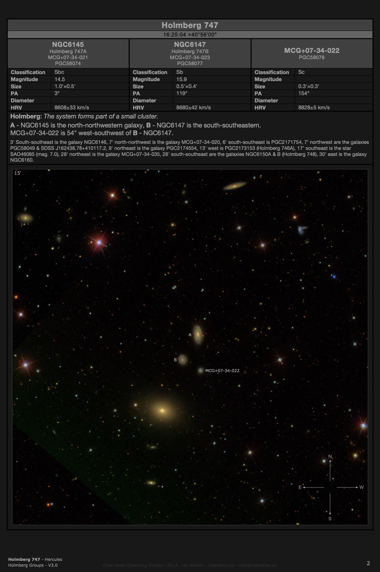 Galaxy pair Holmberg 747 (NGC6145 & NGC6147) and MCG+07-34-022 (PGC58078) in Hercules Galaxy pair Holmberg 747 (NGC6145 & NGC6147) and MCG+07-34-022 (PGC58078) in Hercules