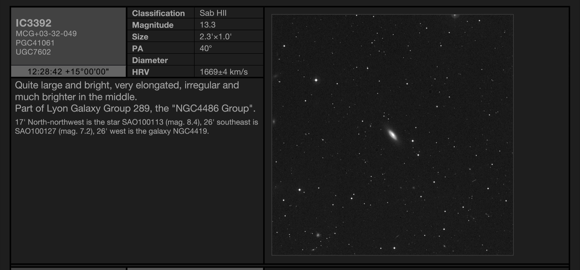 Galaxy IC3392 in Coma Berenices Galaxy IC3392 in Coma Berenices