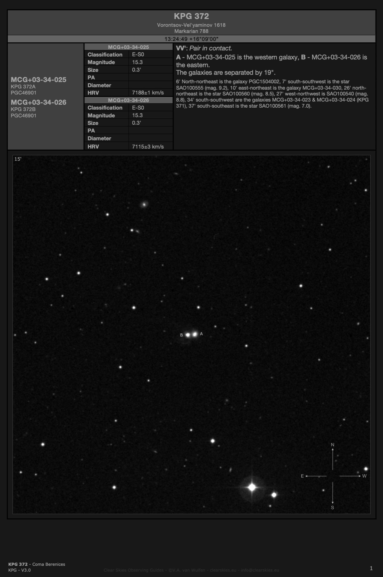 Galaxy pair KPG 372 / Vorontsov-Vel'yaminov 1618 (MCG+03-34-025 & MCG+03-34-026) in Coma Berenices Galaxy pair KPG 372 / Vorontsov-Vel'yaminov 1618 (MCG+03-34-025 & MCG+03-34-026) in Coma Berenices