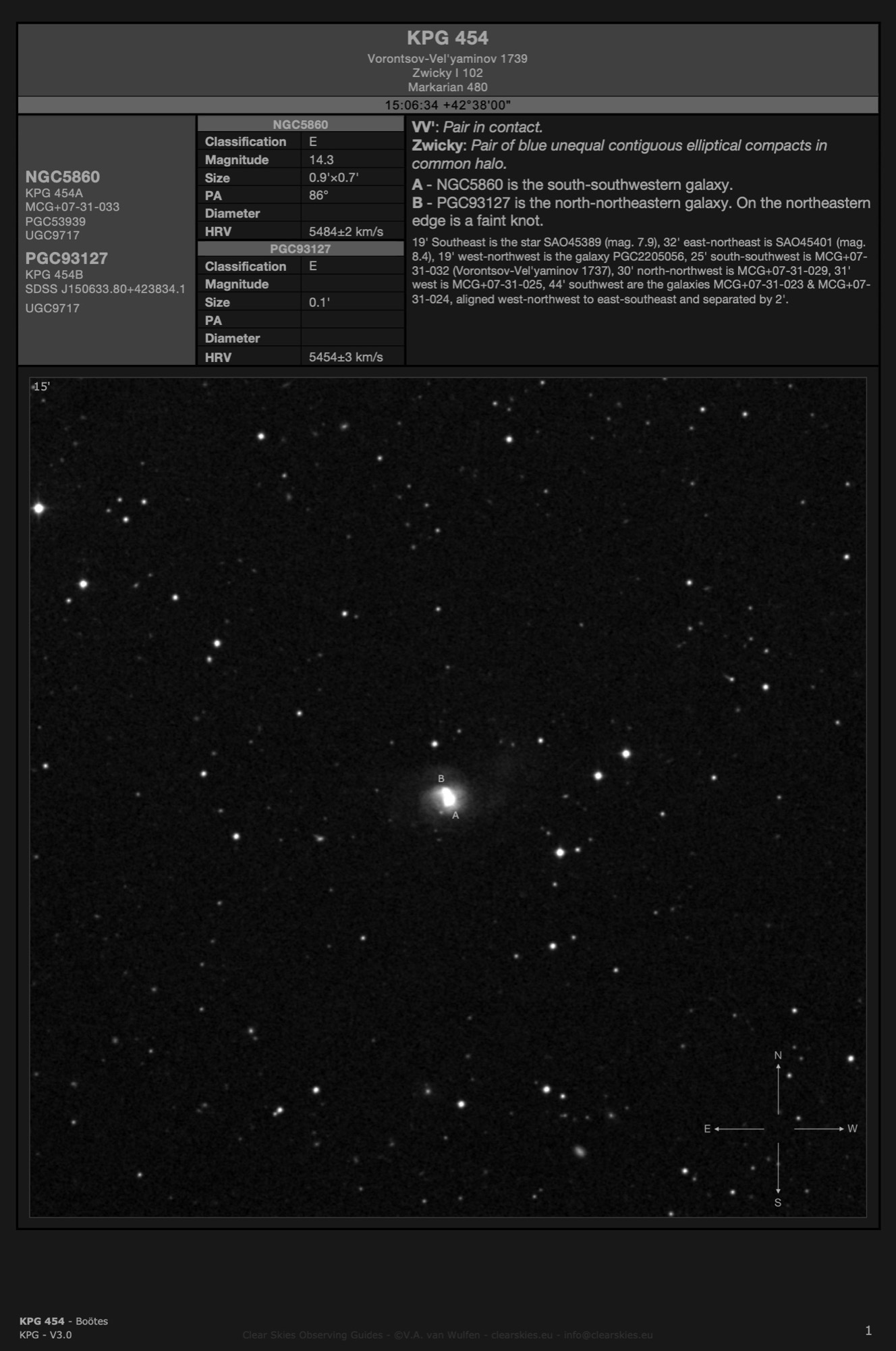 Galaxy pair Vorontsov-Vel'yaminov 1739 / KPG 454 (NGC5860 & PGC93127) in Boötes Galaxy pair Vorontsov-Vel'yaminov 1739 / KPG 454 (NGC5860 & PGC93127) in Boötes