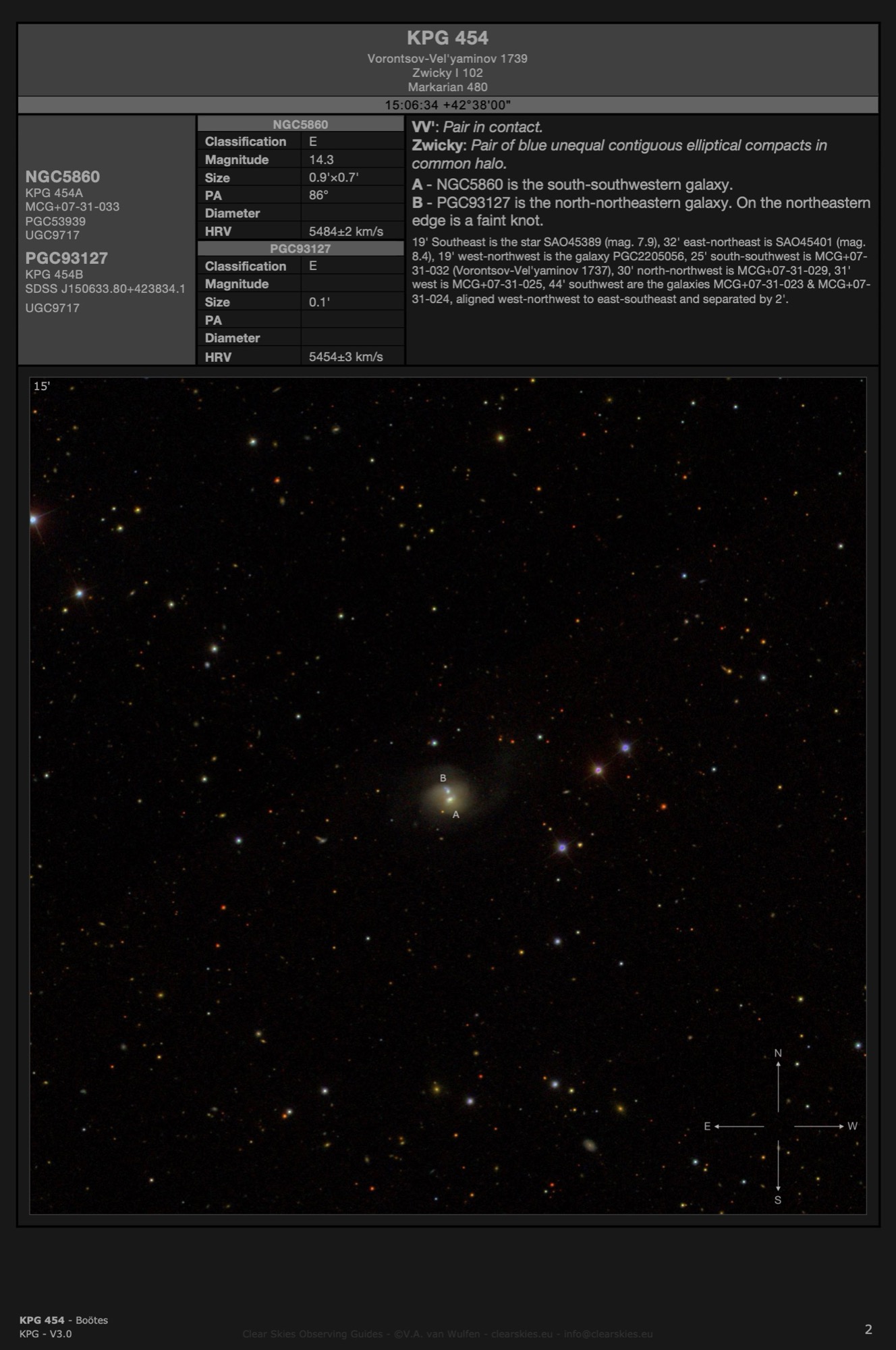 Galaxy pair Vorontsov-Vel'yaminov 1739 / KPG 454 (NGC5860 & PGC93127) in Boötes Galaxy pair Vorontsov-Vel'yaminov 1739 / KPG 454 (NGC5860 & PGC93127) in Boötes
