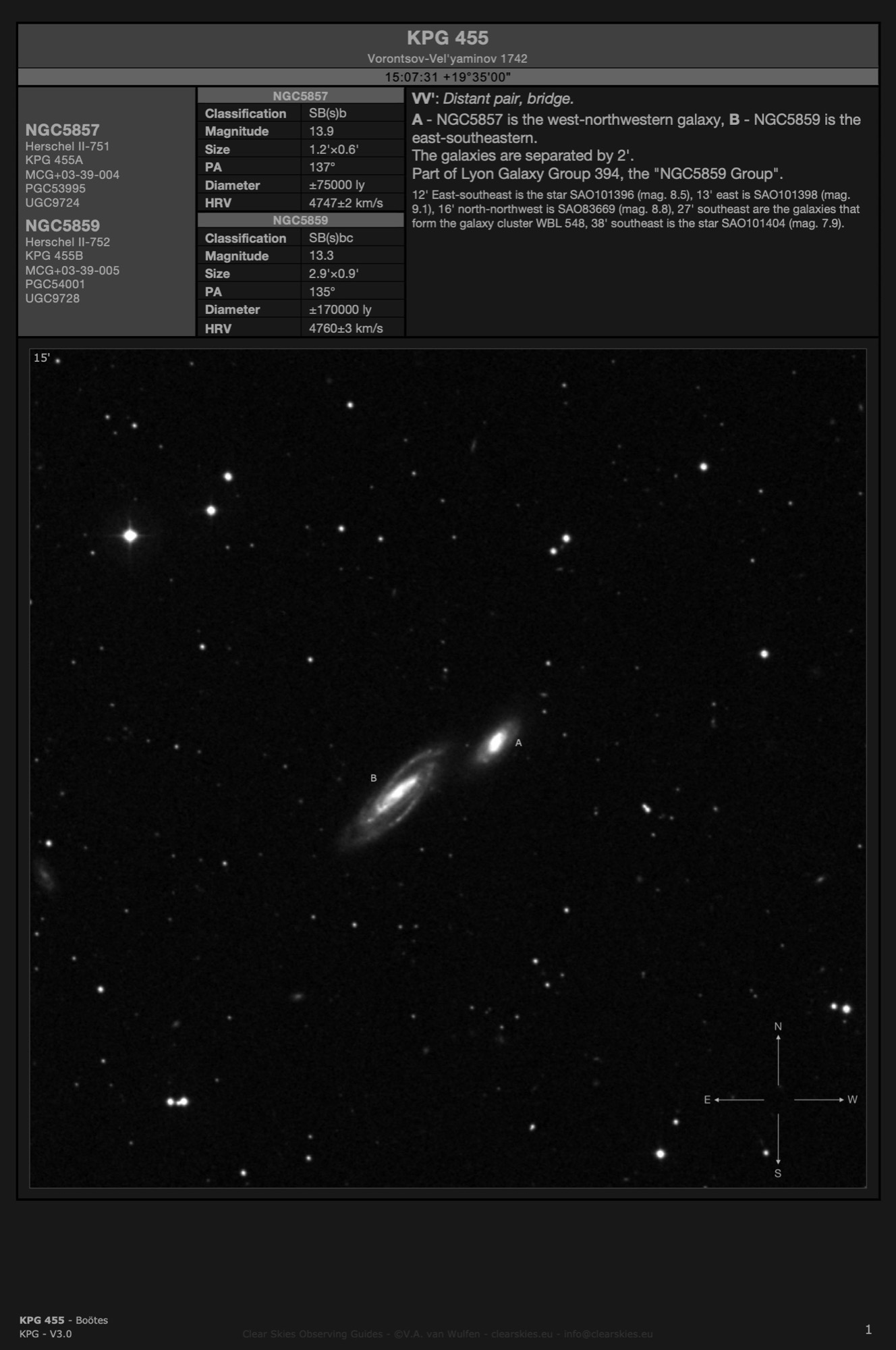 Galaxy pair NGC5857 & NGC5859 Vorontsov-Vel'yaminov 1742 / KPG 455) in Boötes Galaxy pair NGC5857 & NGC5859 Vorontsov-Vel'yaminov 1742 / KPG 455) in Boötes