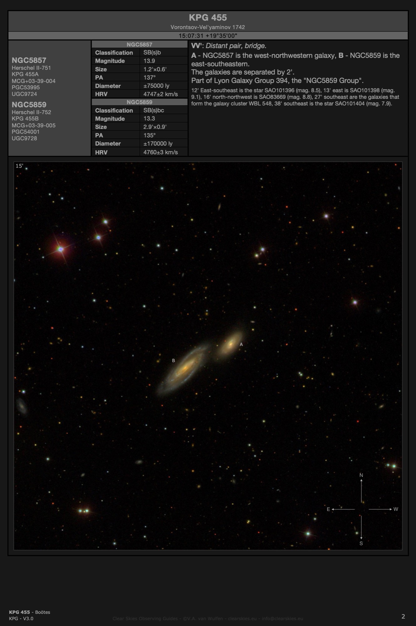 Galaxy pair NGC5857 & NGC5859 Vorontsov-Vel'yaminov 1742 / KPG 455) in Boötes Galaxy pair NGC5857 & NGC5859 Vorontsov-Vel'yaminov 1742 / KPG 455) in Boötes