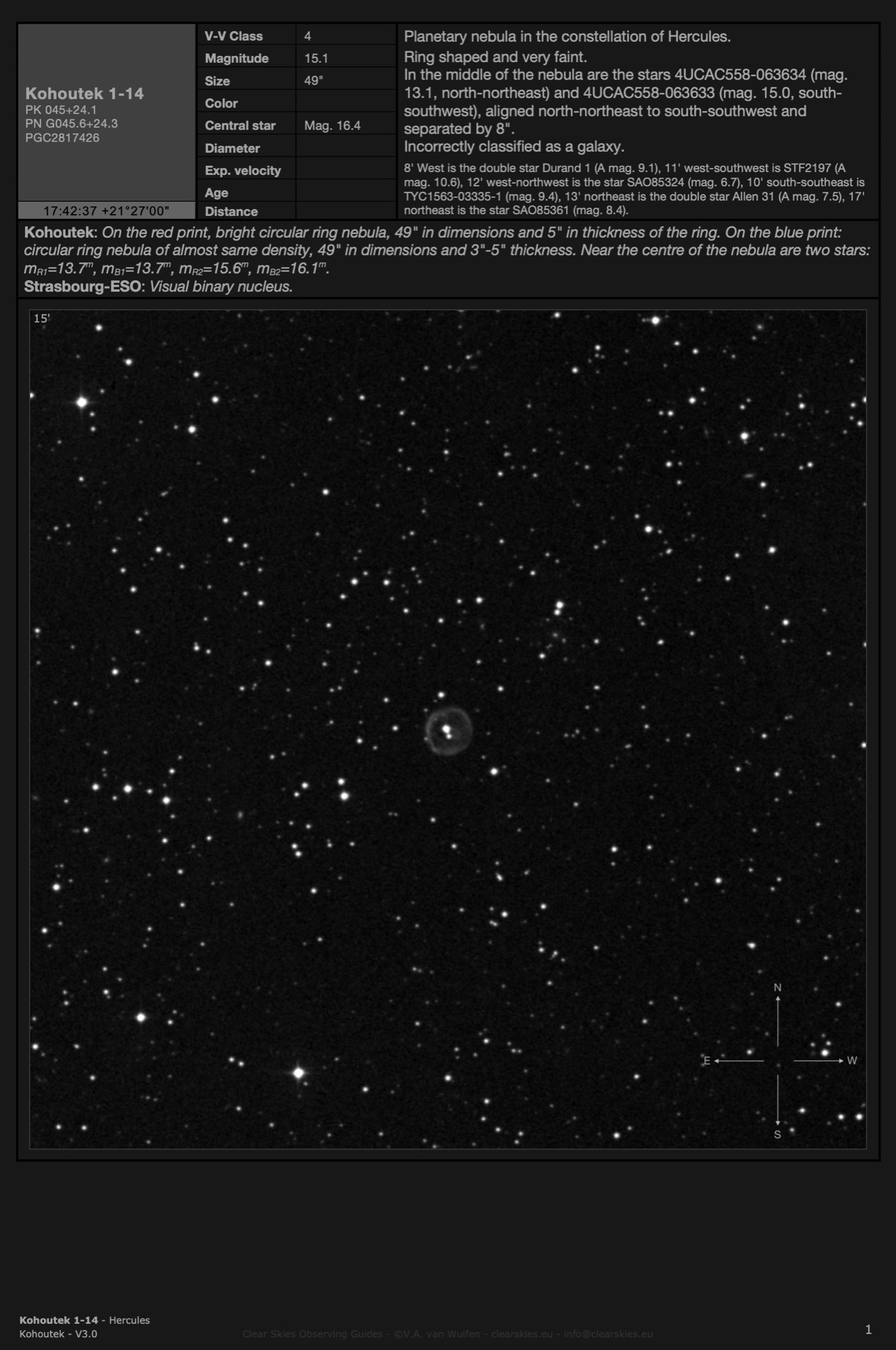 Planetary nebula Kohoutek 1-14 (PK 045+24.1) in Hercules Planetary nebula Kohoutek 1-14 (PK 045+24.1) in Hercules