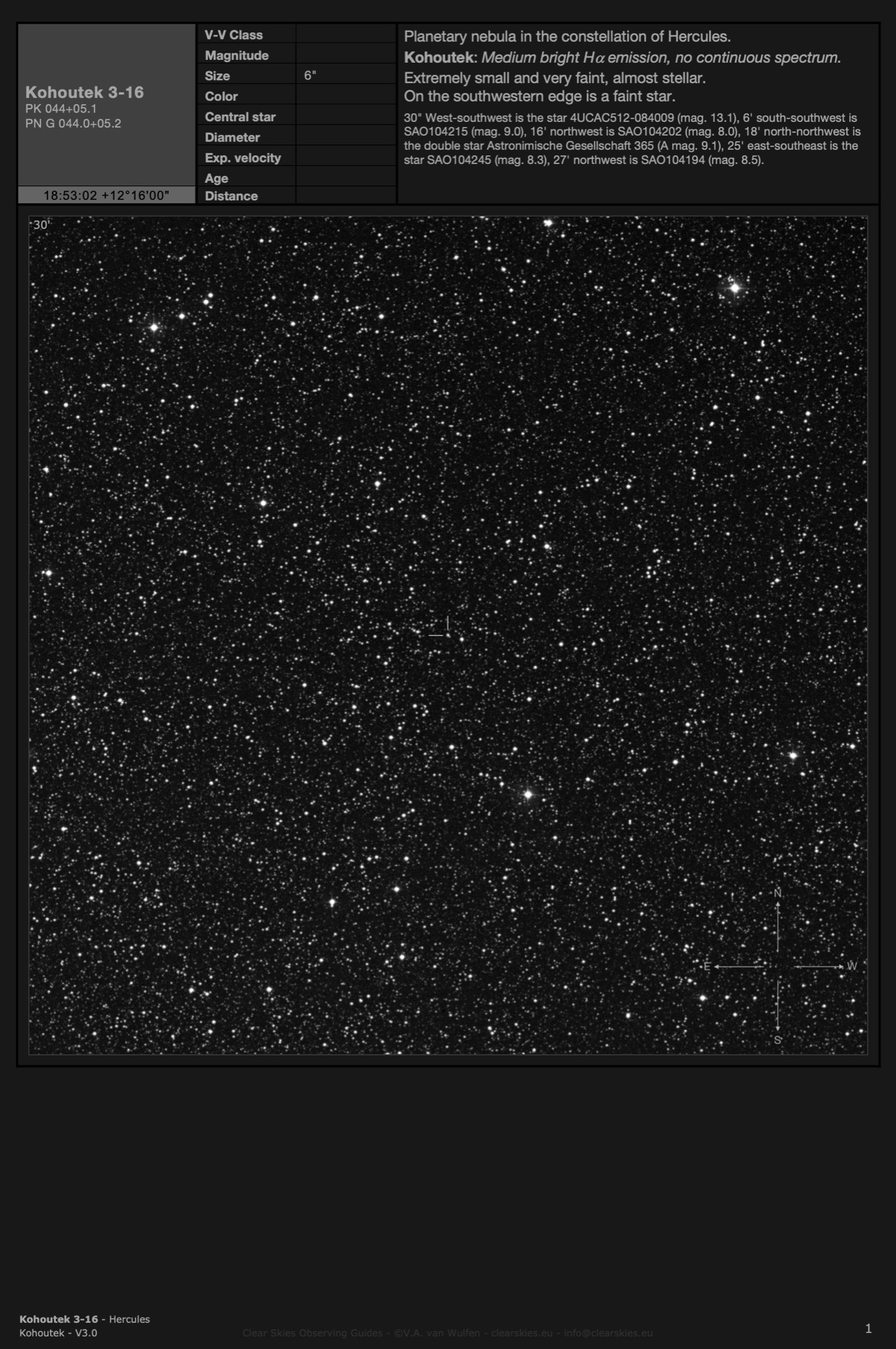 Planetary nebula Kohoutek 3-16 (PK 044+05.1) in Hercules Planetary nebula Kohoutek 3-16 (PK 044+05.1) in Hercules