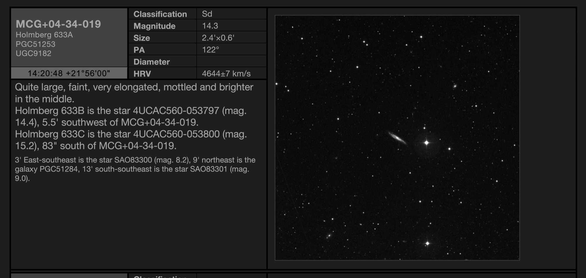 Galaxy MCG+04-34-019 (PGC51253) in Boötes Galaxy MCG+04-34-019 (PGC51253) in Boötes